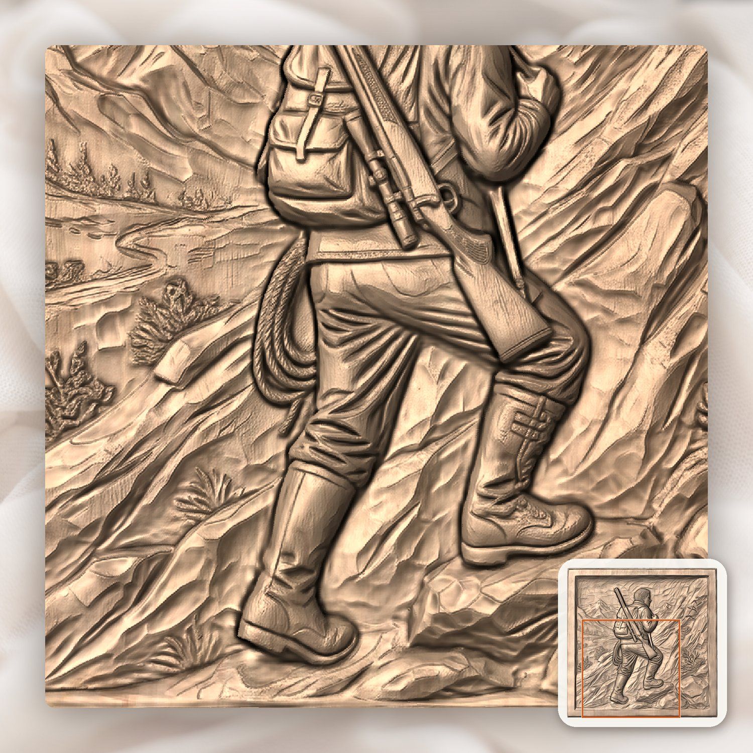 Mountain Hunter Trekking CNC Relief STL bas-relief STL — view 10