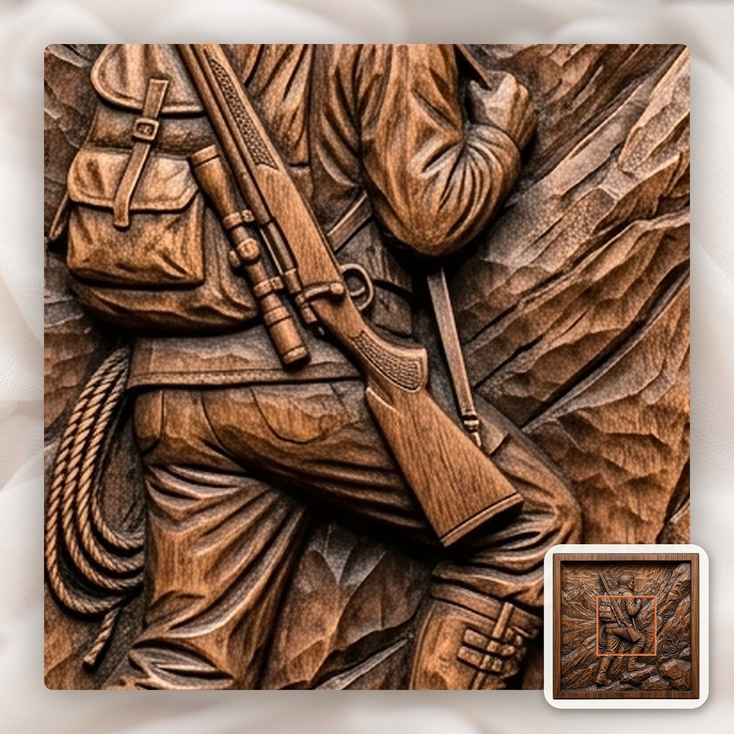 Mountain Hunter Trekking CNC Relief STL bas-relief STL — view 11