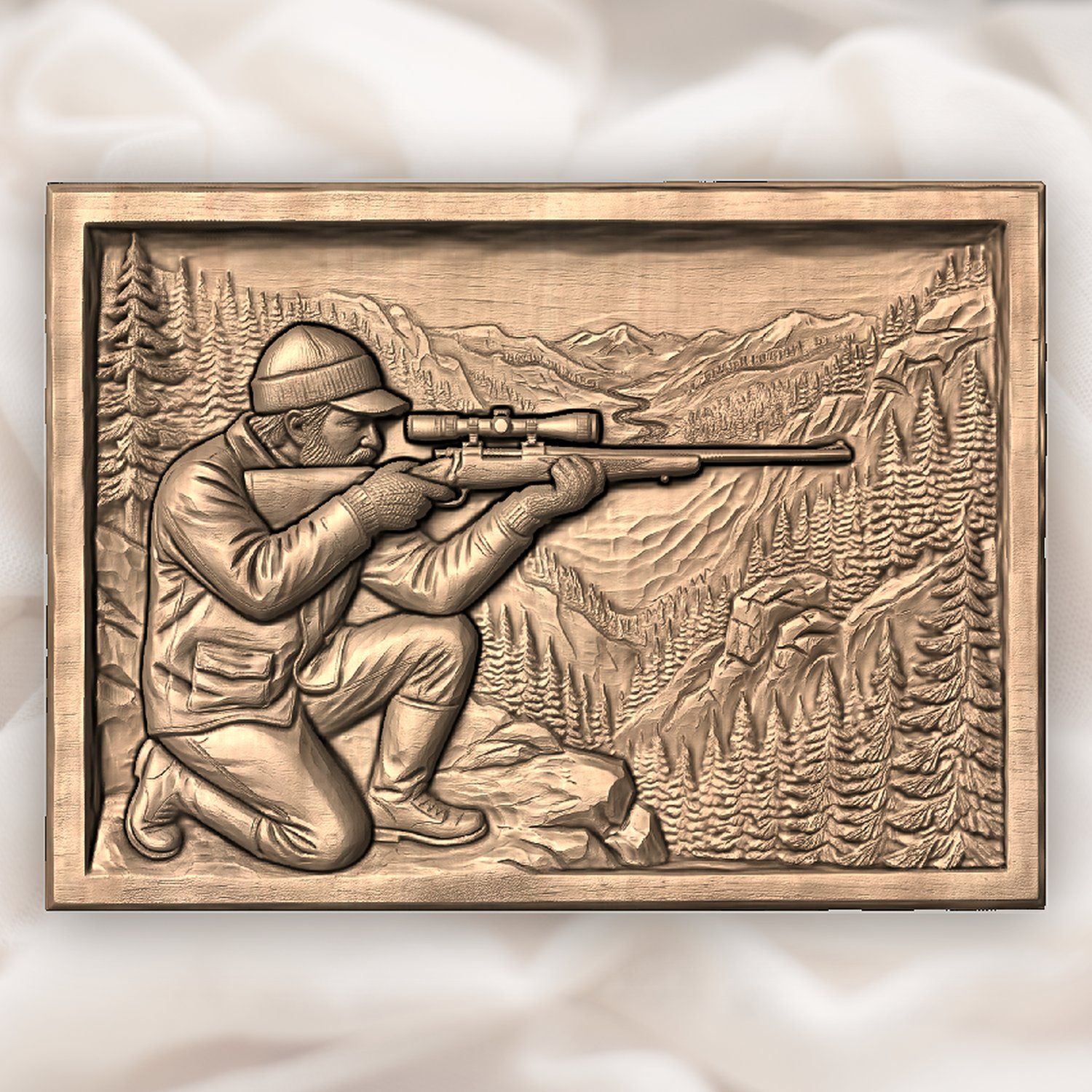 Mountain Hunter Wilderness Scene CNC Relief STL bas-relief STL — view 5