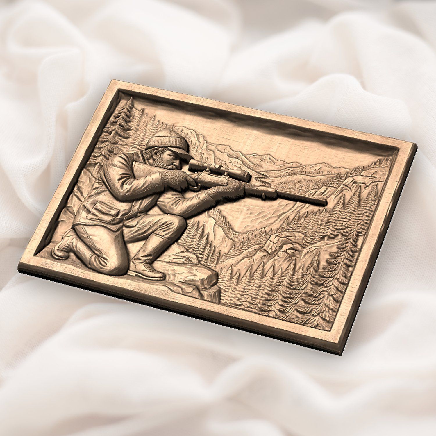 Mountain Hunter Wilderness Scene CNC Relief STL bas-relief STL — view 6