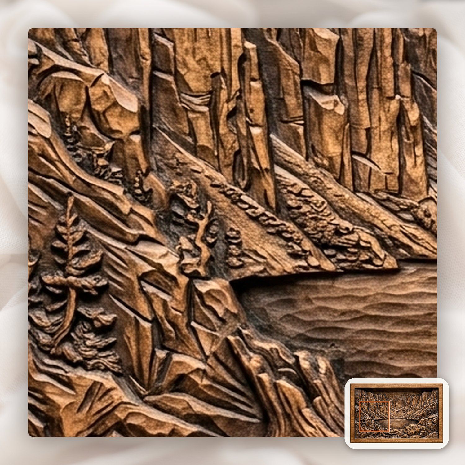 Mountain Lake Scene CNC Relief STL bas-relief STL — view 11