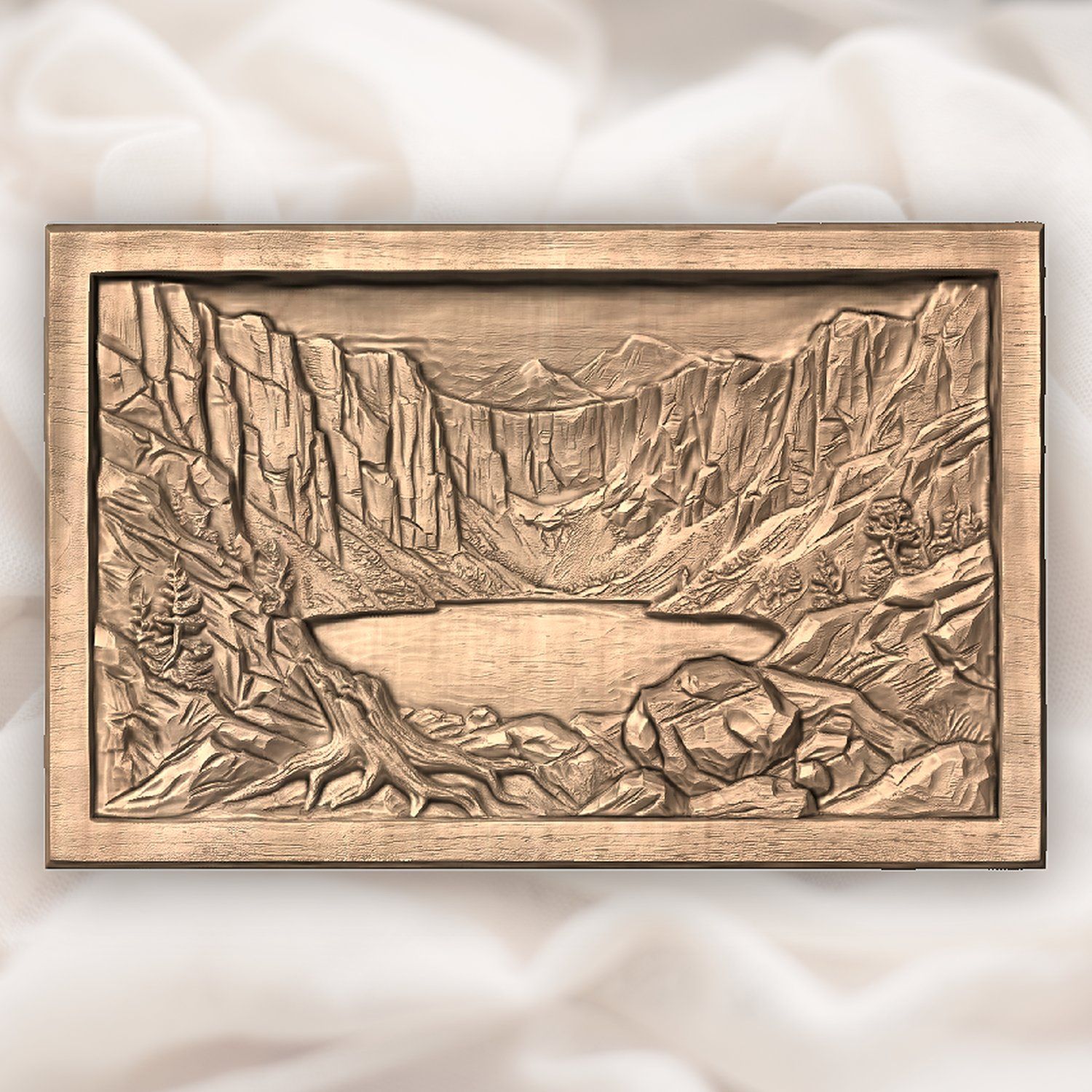 Mountain Lake Scene CNC Relief STL bas-relief STL — view 4