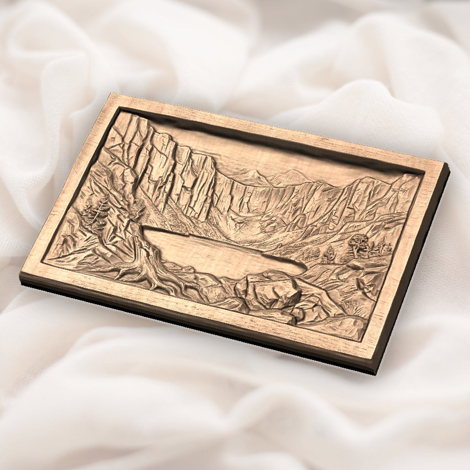 Mountain Lake Scene CNC Relief STL bas-relief STL — view 5