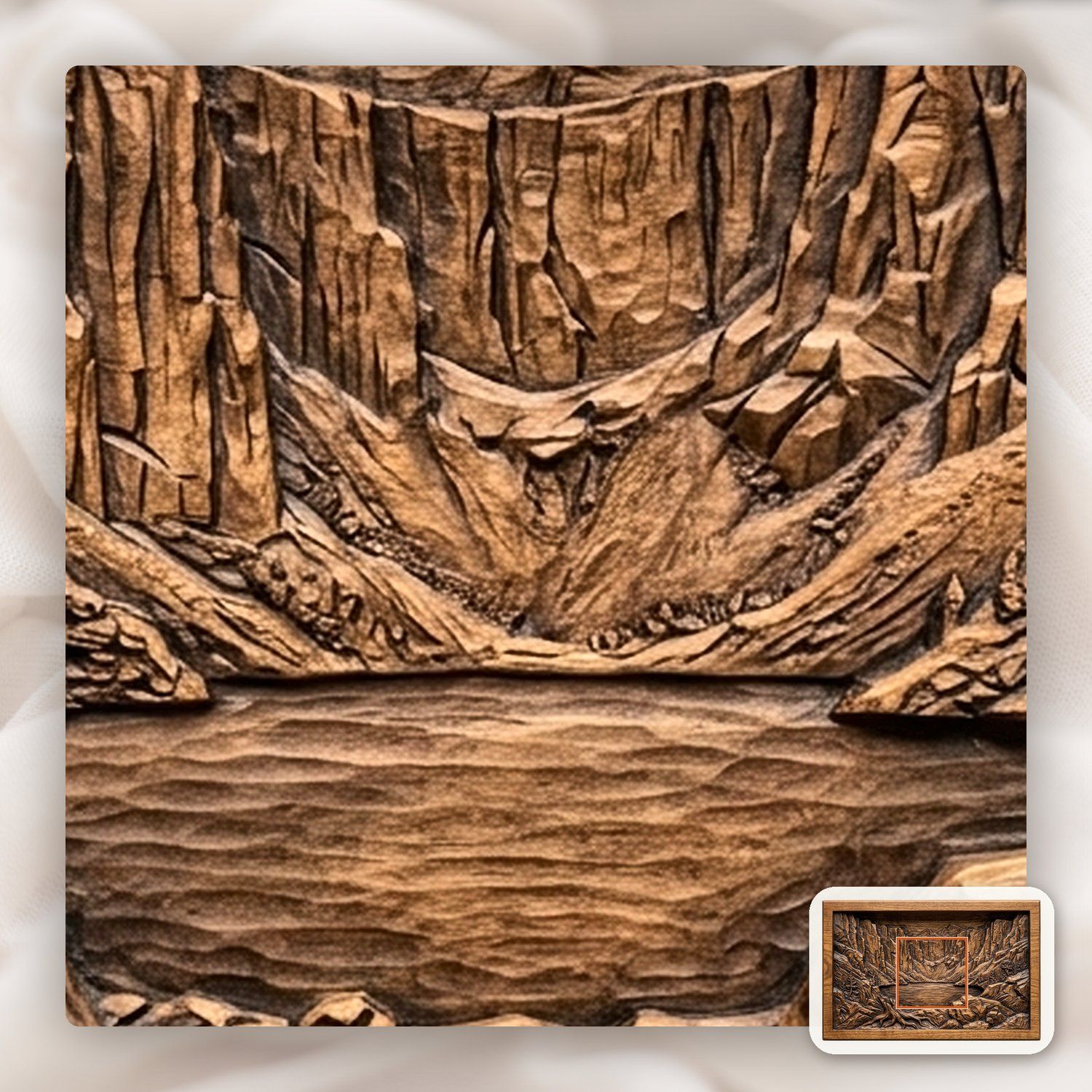Mountain Lake Scene CNC Relief STL bas-relief STL — view 10