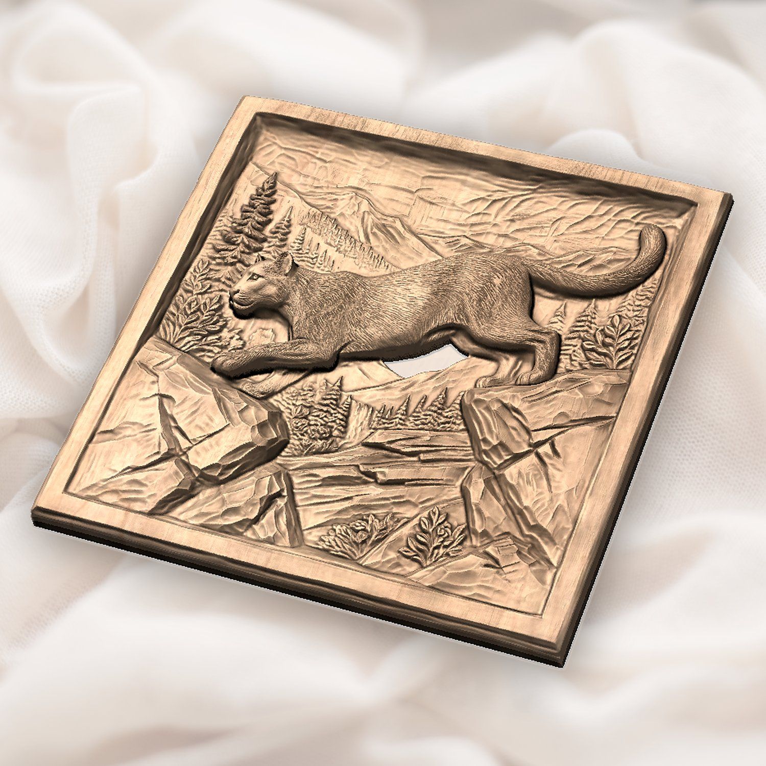 Mountain Lion Leaping Scene CNC Relief STL bas-relief STL — view 6
