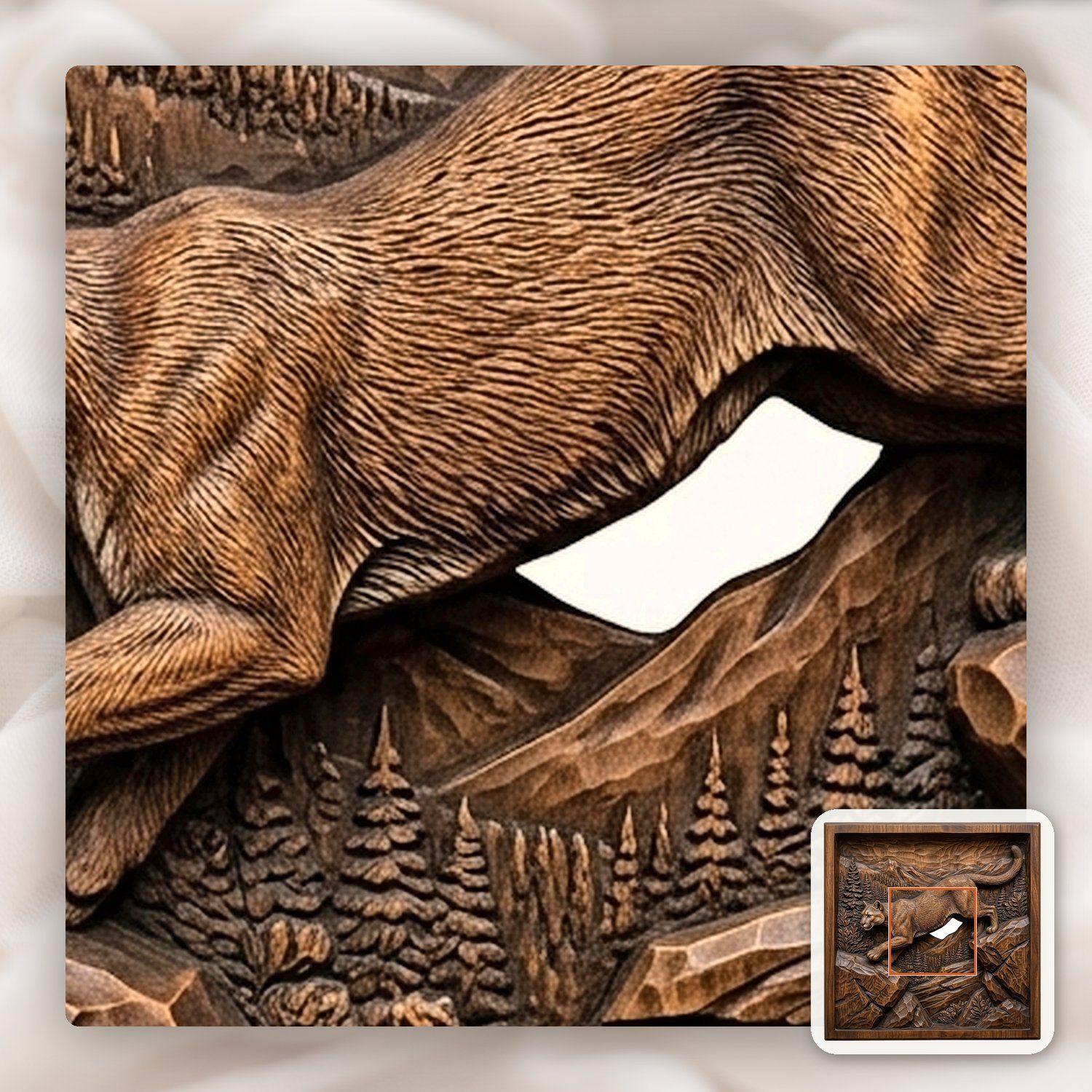 Mountain Lion Leaping Scene CNC Relief STL bas-relief STL — view 11