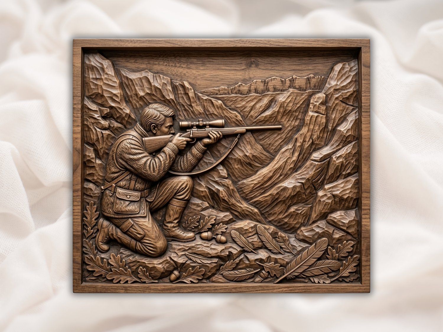 Mountain Marksman Hunter Scene CNC Relief STL bas-relief STL — view 2