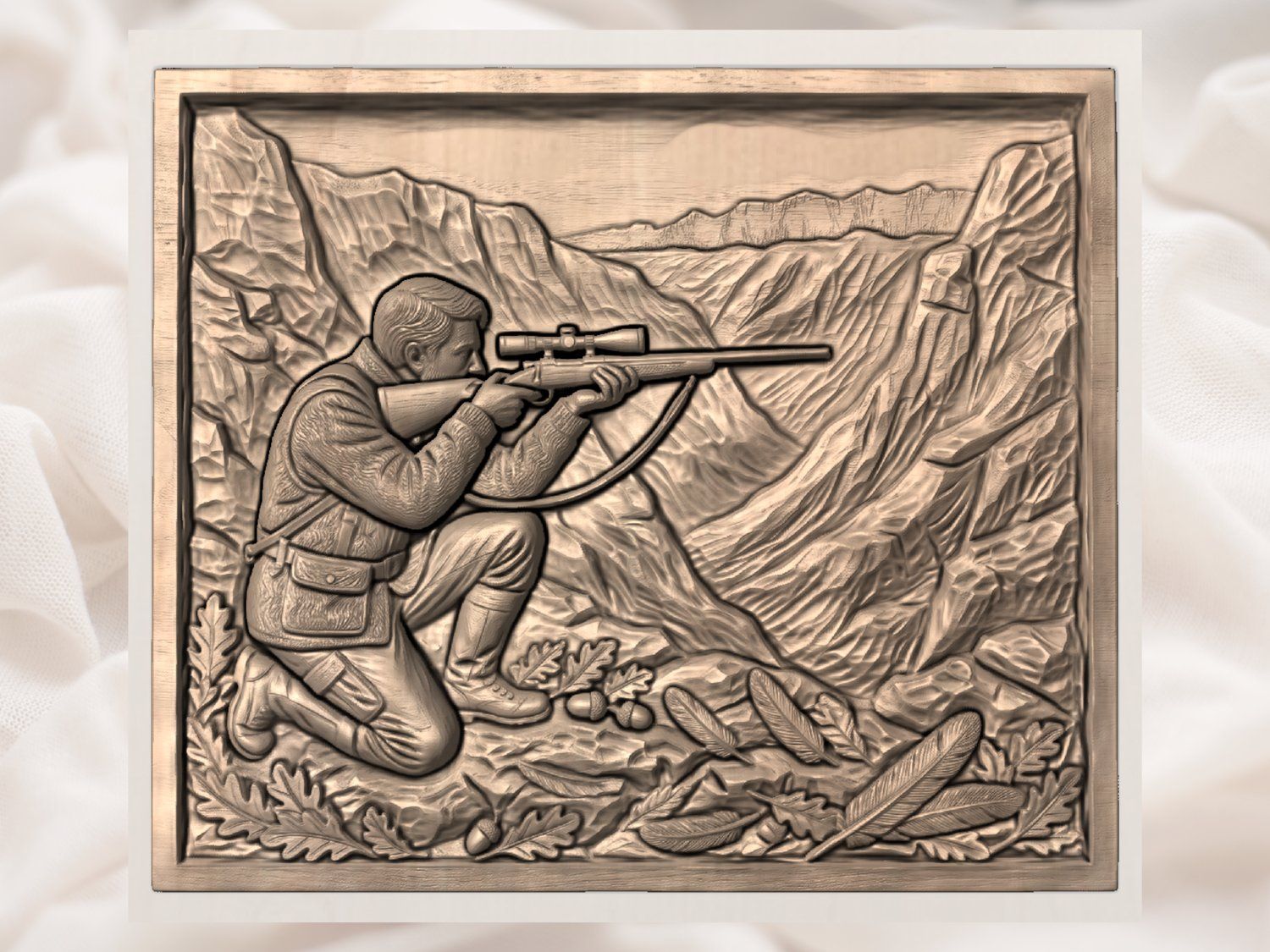 Mountain Marksman Hunter Scene CNC Relief STL bas-relief STL — view 3