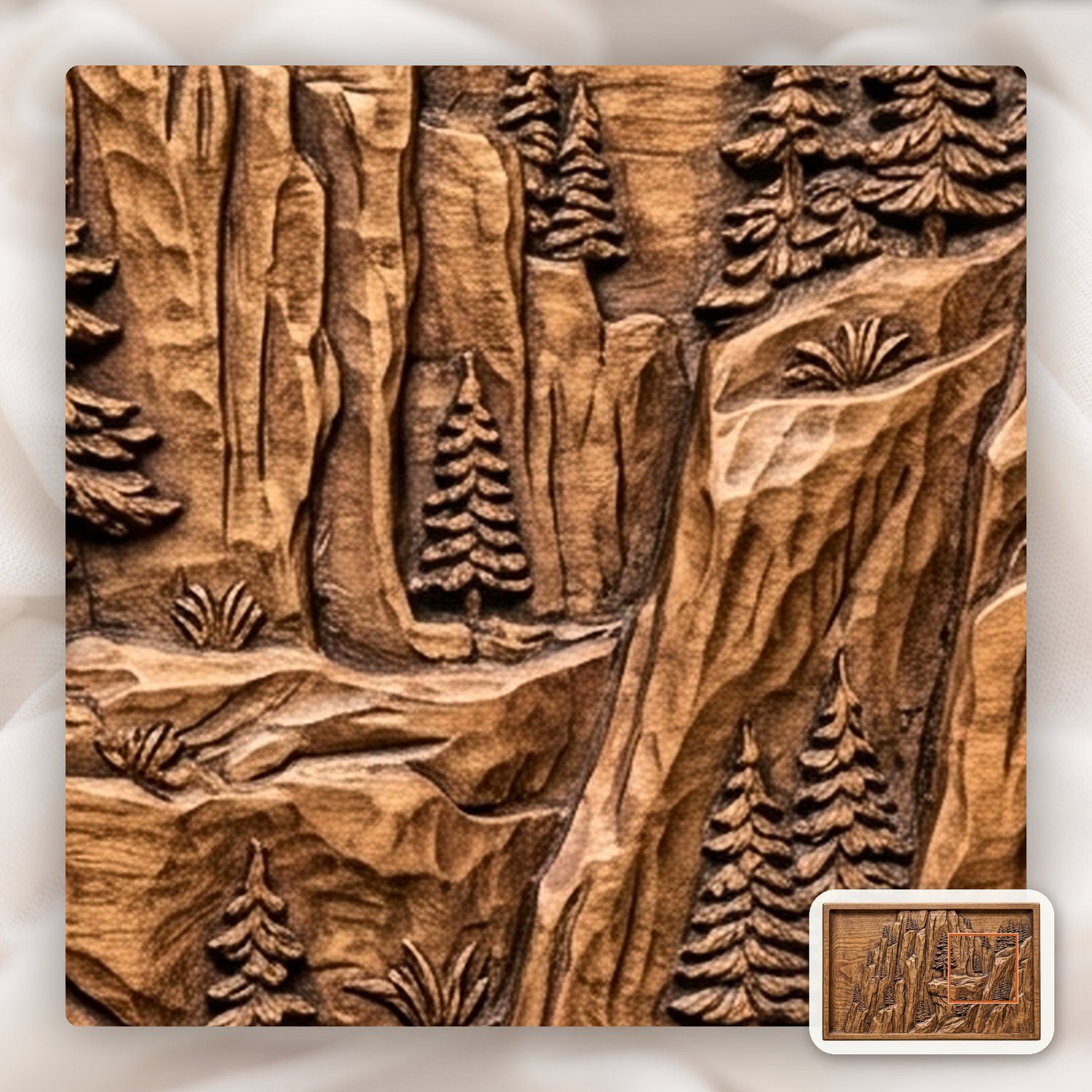 Mountain Pine Tree Cliff CNC Relief STL bas-relief STL — view 11