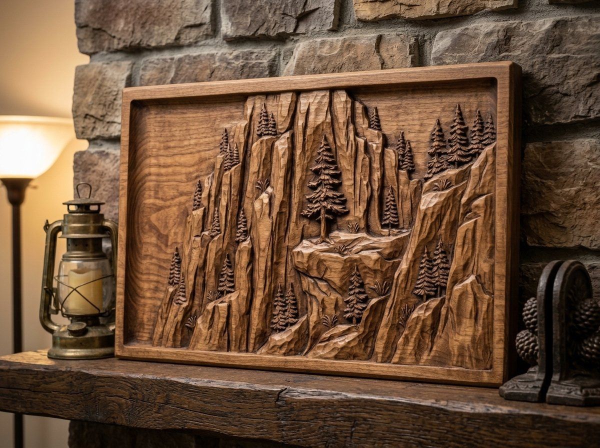 Mountain Pine Tree Cliff CNC Relief STL bas-relief STL — view 14