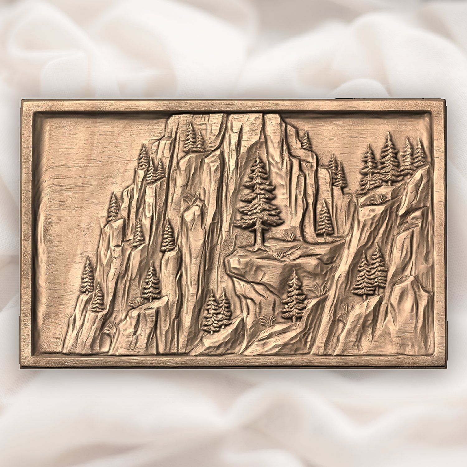 Mountain Pine Tree Cliff CNC Relief STL bas-relief STL — view 4