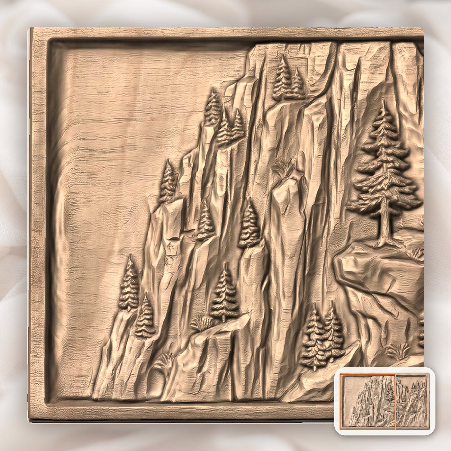 Mountain Pine Tree Cliff CNC Relief STL bas-relief STL — view 8