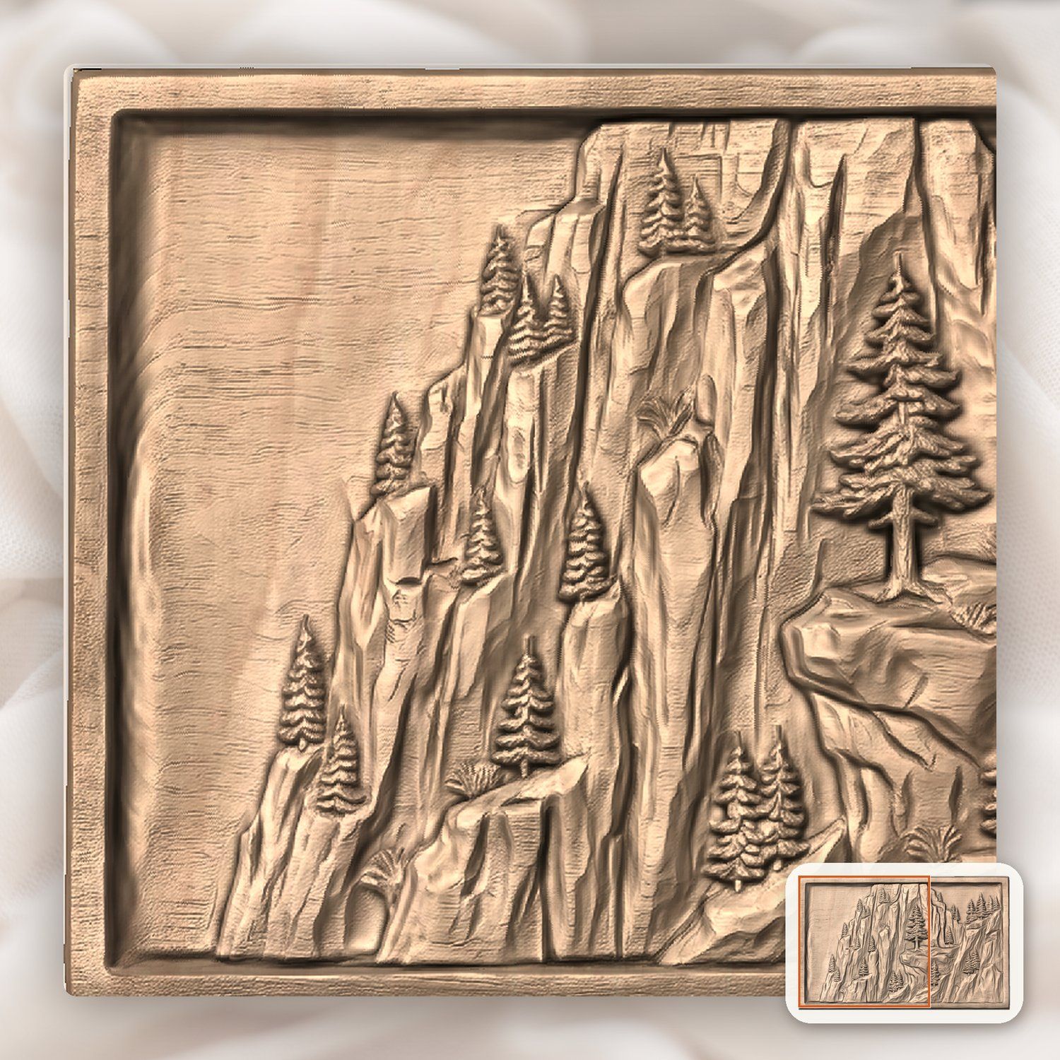 Mountain Pine Tree Cliff CNC Relief STL bas-relief STL — view 9