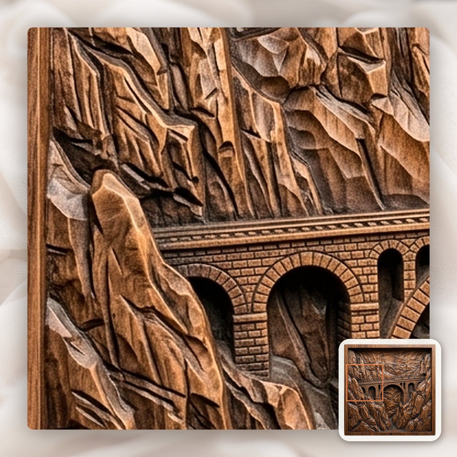 Mountain Railway Bridge Train CNC Relief STL bas-relief STL — view 12