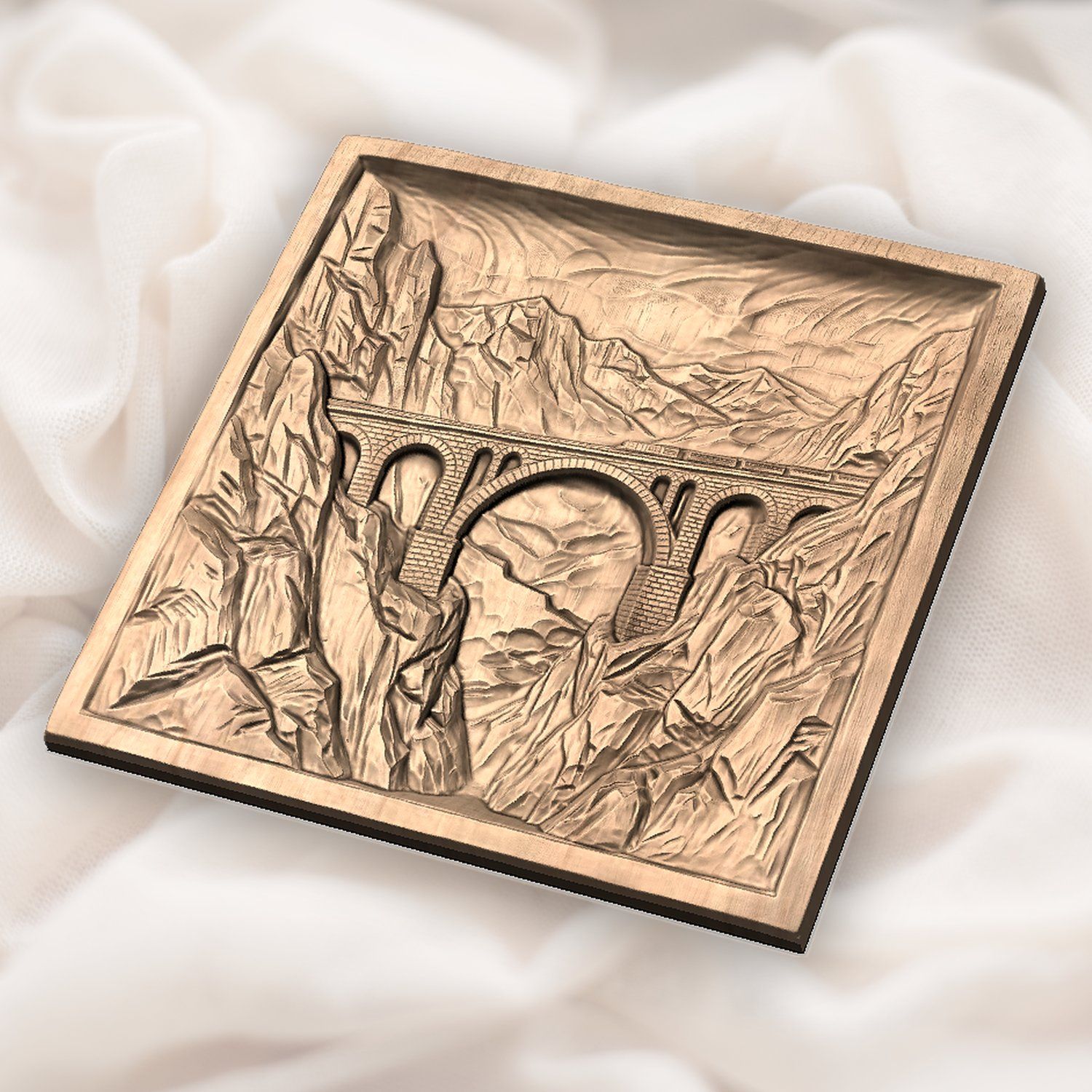 Mountain Railway Bridge Train CNC Relief STL bas-relief STL — view 6