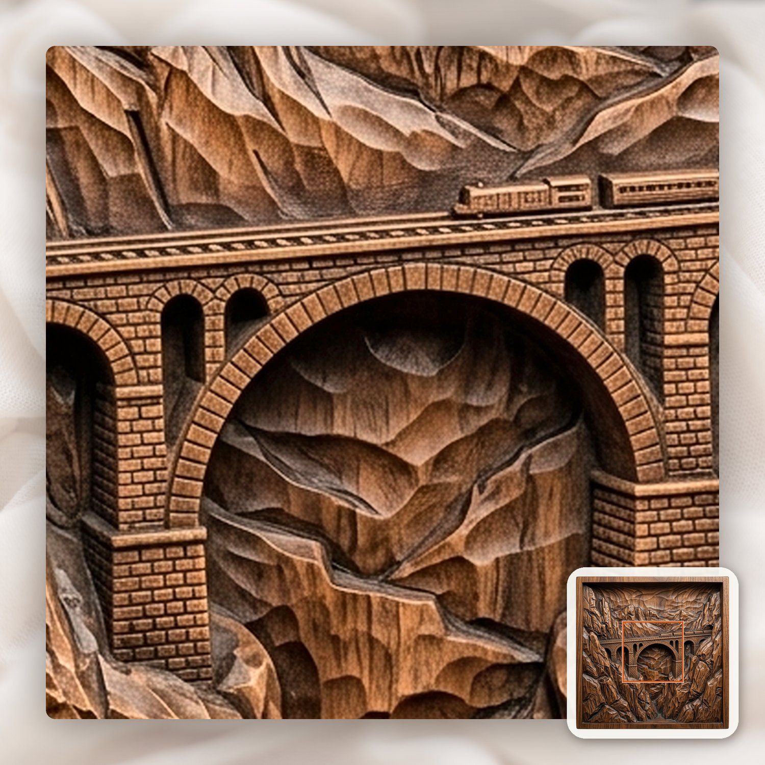 Mountain Railway Bridge Train CNC Relief STL bas-relief STL — view 11