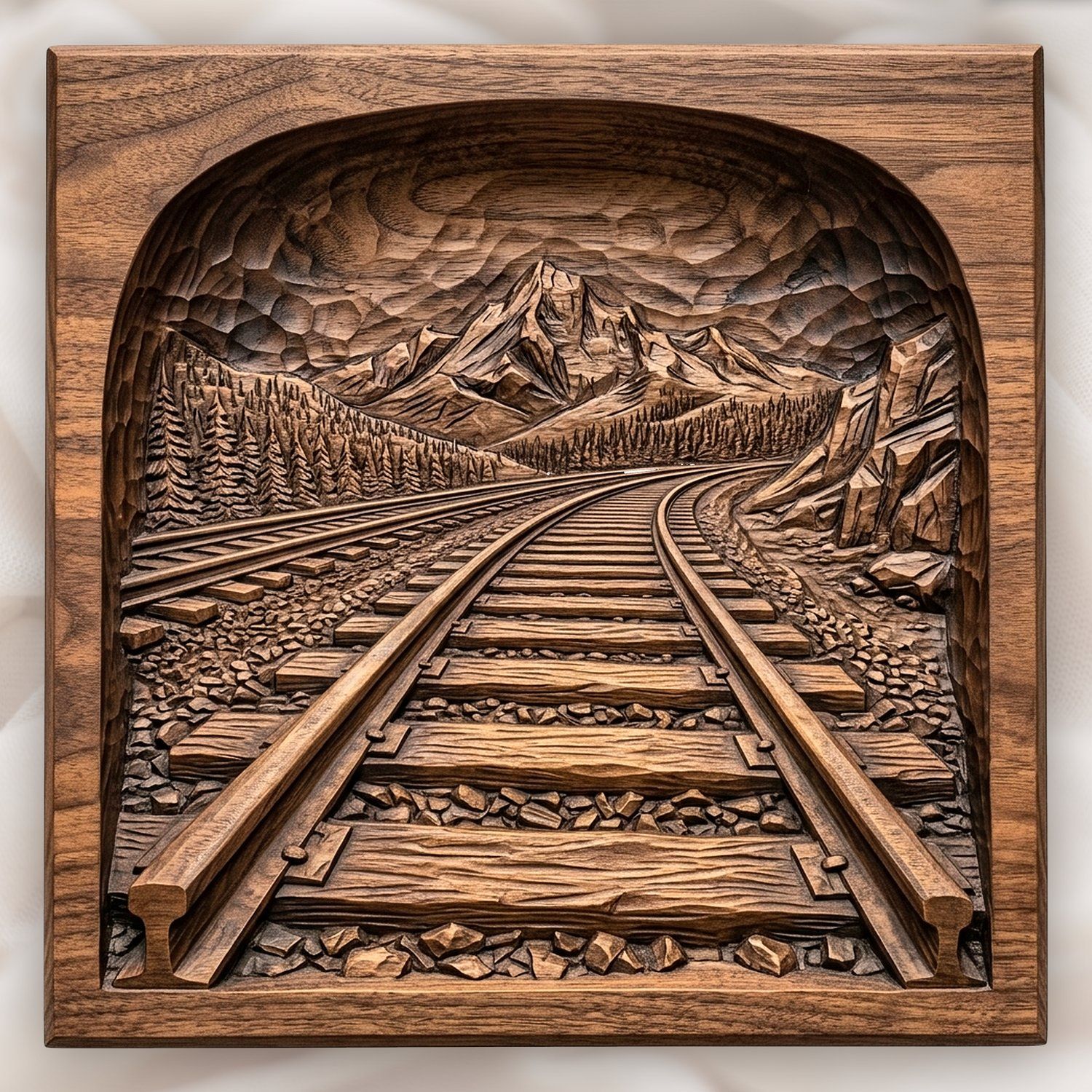 Mountain Railway Landscape CNC Relief STL bas-relief STL design