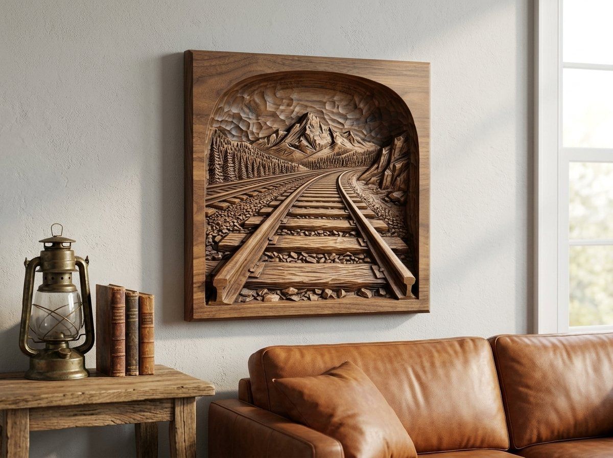 Mountain Railway Landscape CNC Relief STL bas-relief STL — view 13