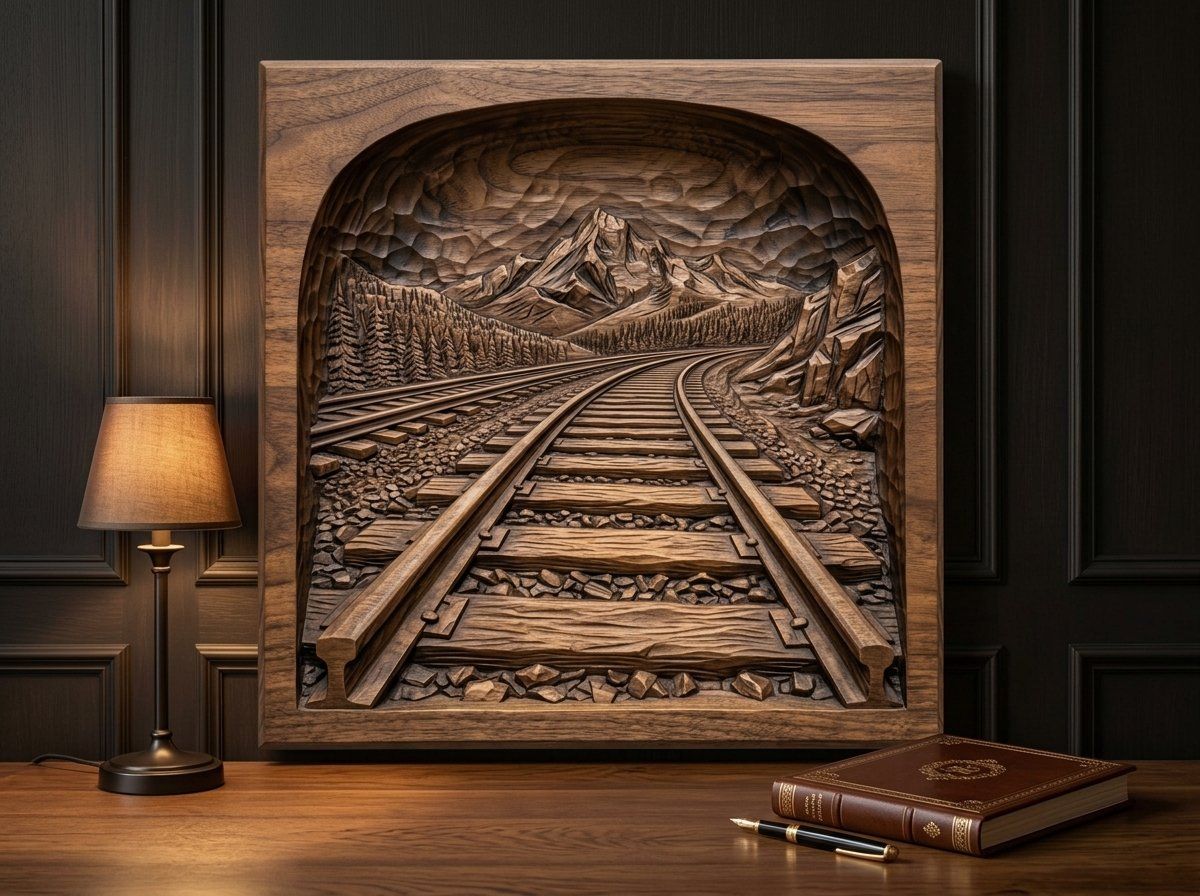Mountain Railway Landscape CNC Relief STL bas-relief STL — view 14