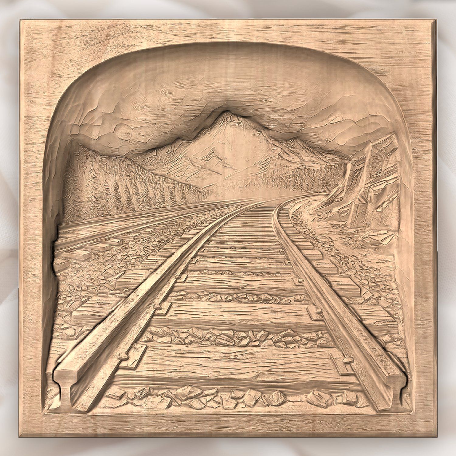 Mountain Railway Landscape CNC Relief STL bas-relief STL — view 5