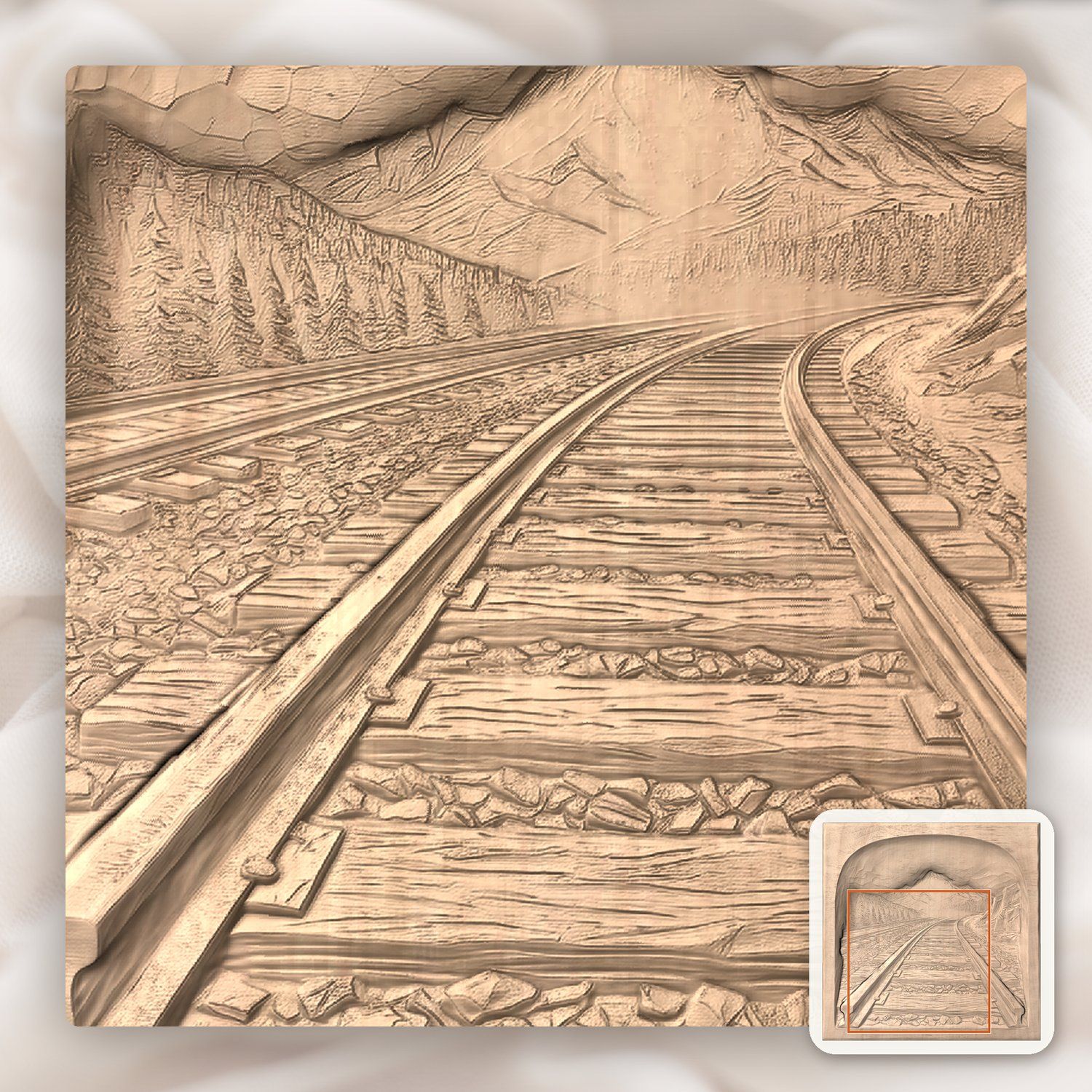 Mountain Railway Landscape CNC Relief STL bas-relief STL — view 7