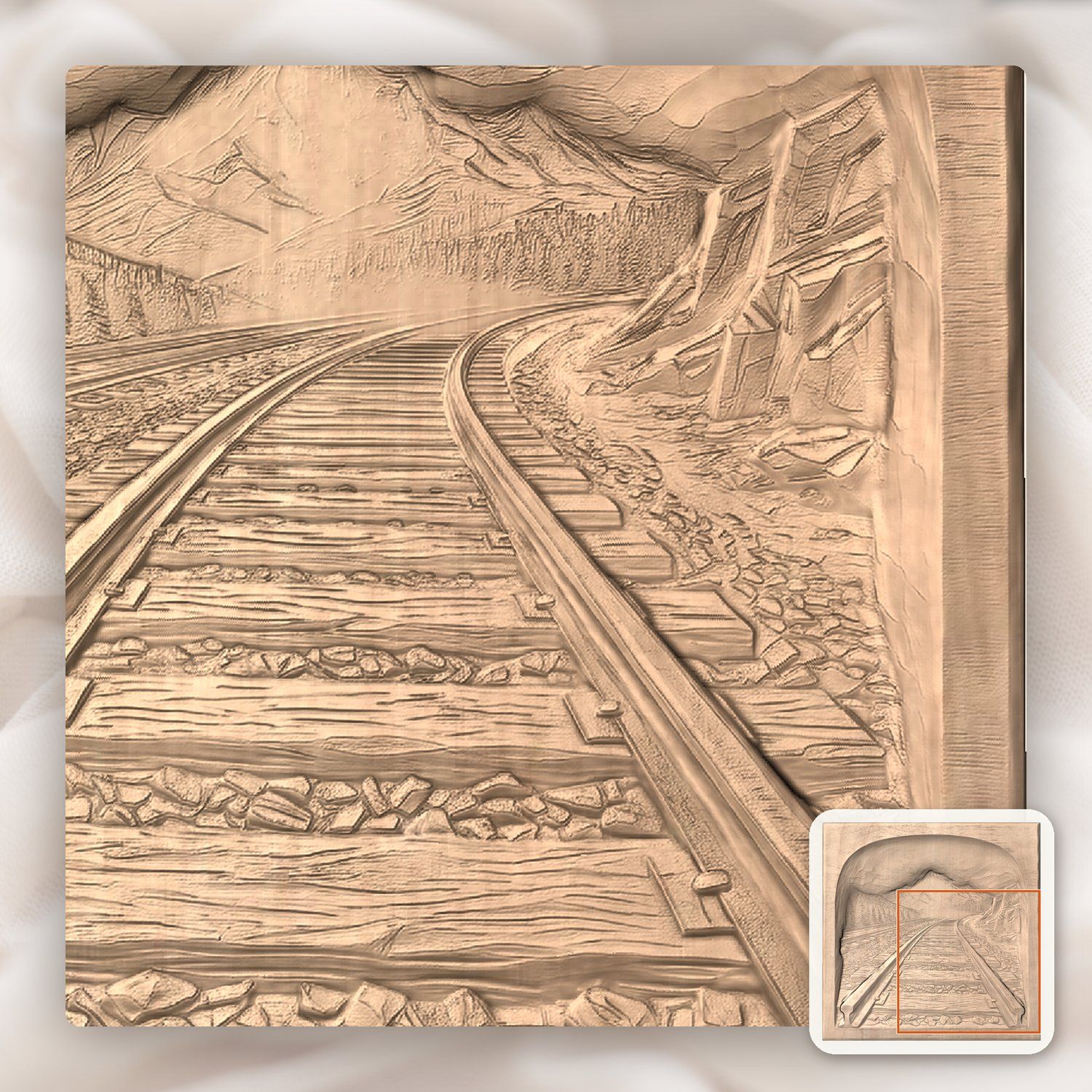 Mountain Railway Landscape CNC Relief STL bas-relief STL — view 8