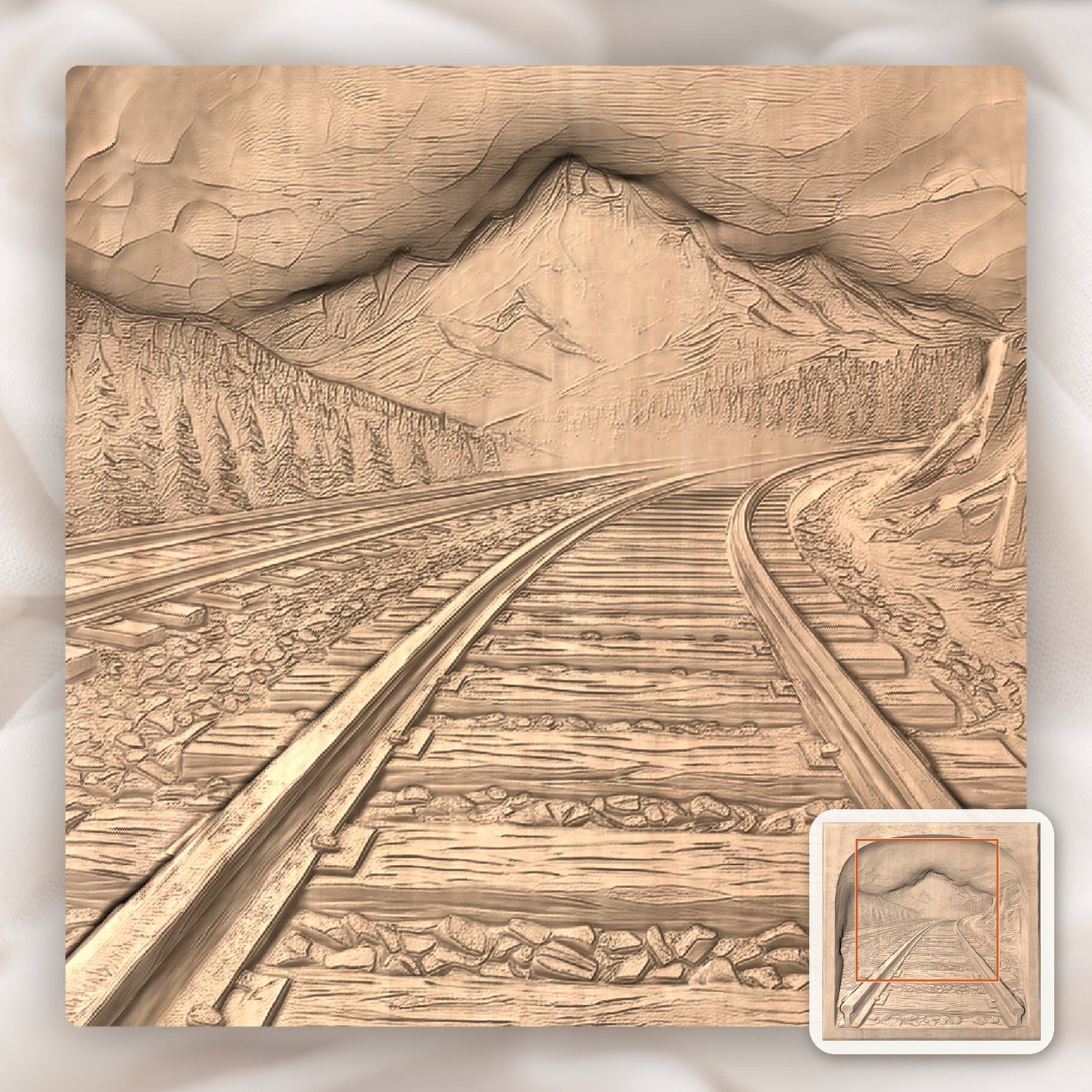 Mountain Railway Landscape CNC Relief STL bas-relief STL — view 9