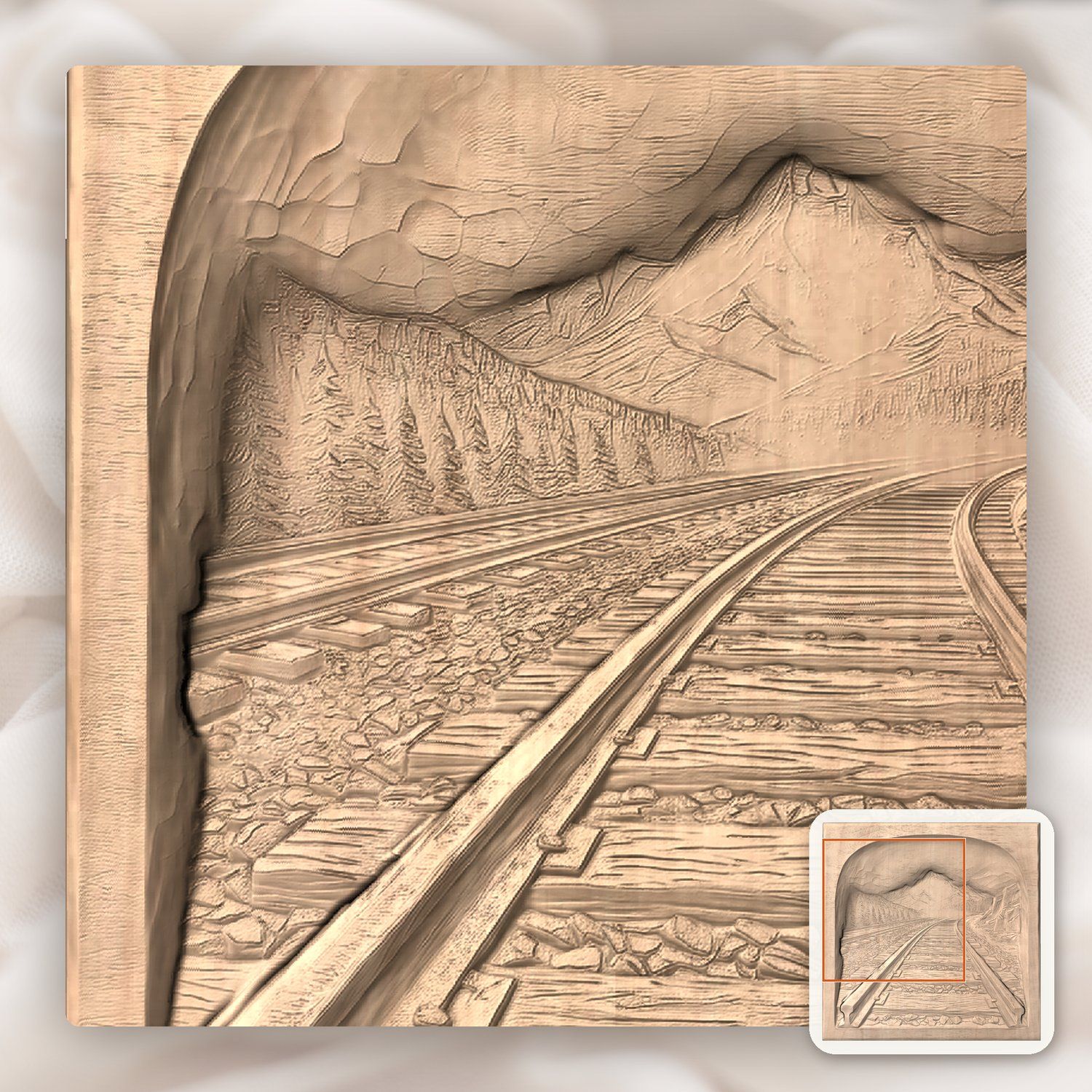 Mountain Railway Landscape CNC Relief STL bas-relief STL — view 10