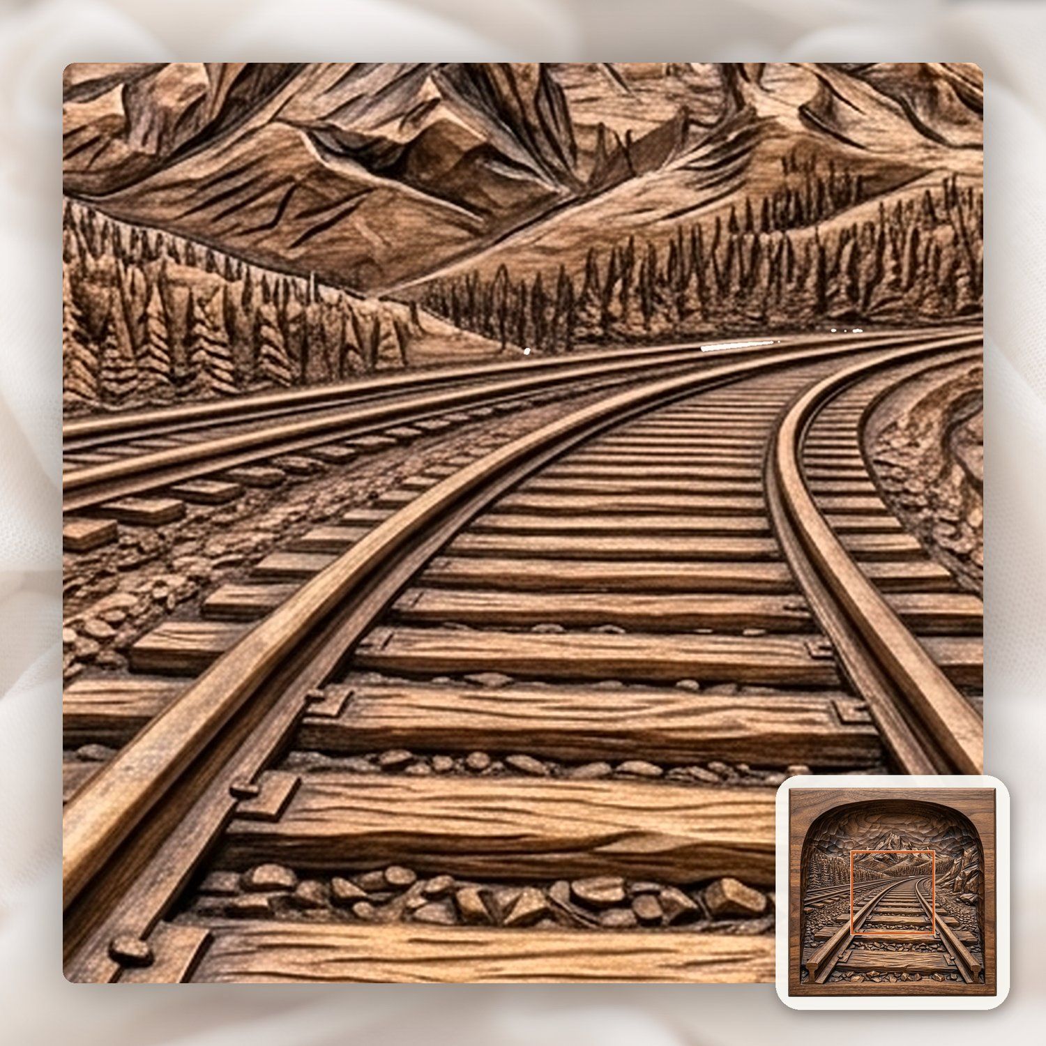 Mountain Railway Landscape CNC Relief STL bas-relief STL — view 11