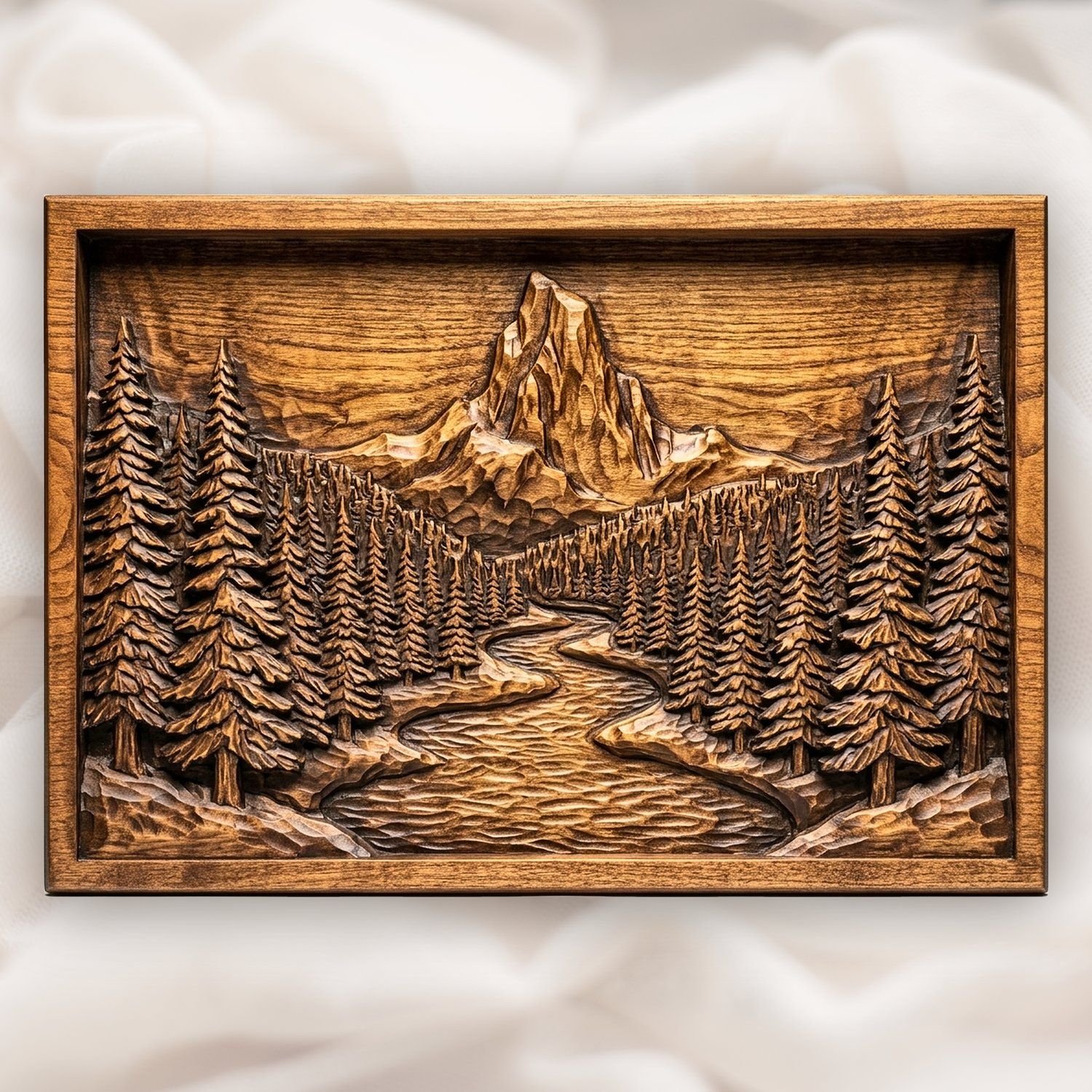 Mountain River Forest CNC Relief STL bas-relief STL design