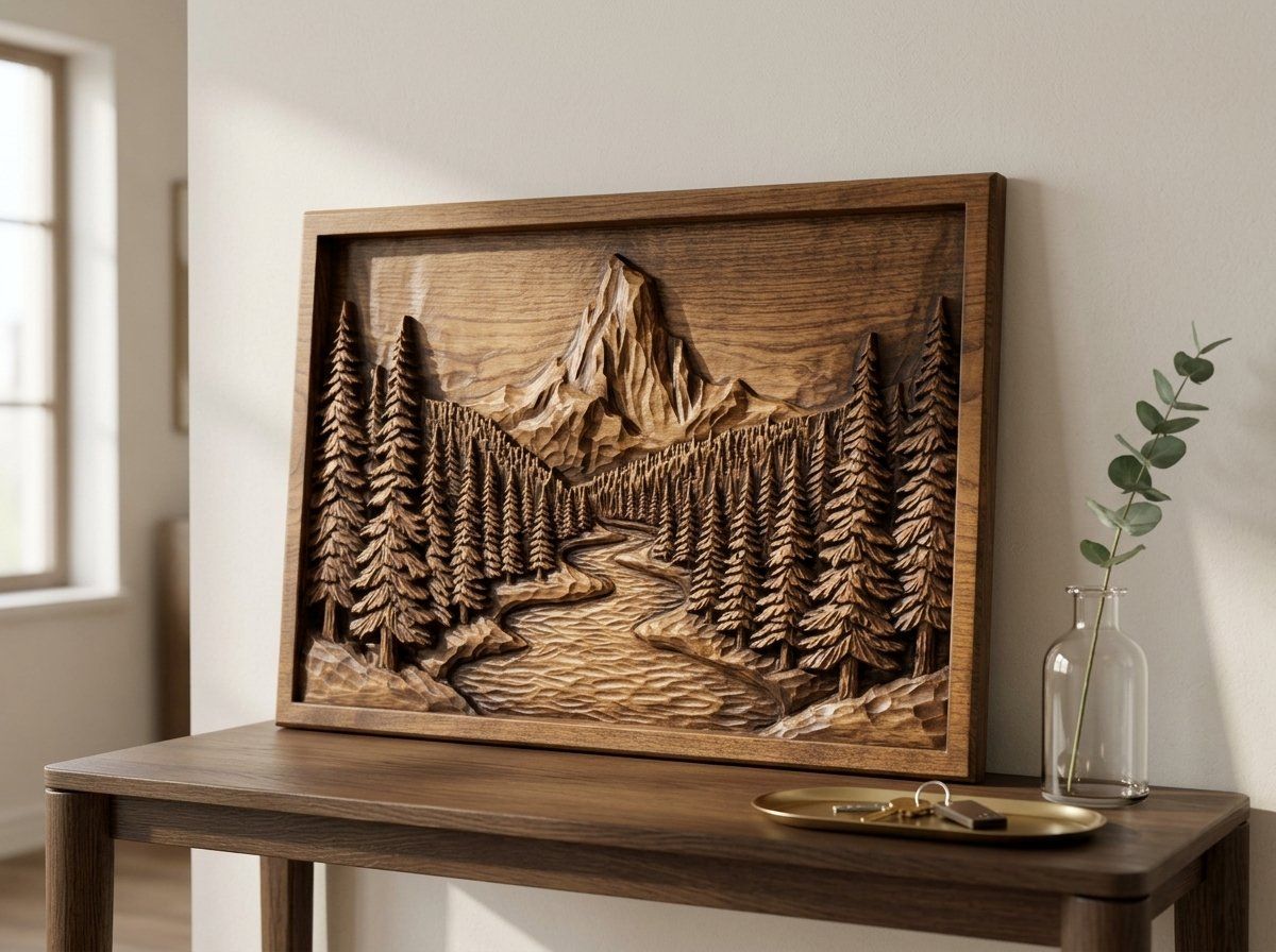 Mountain River Forest CNC Relief STL bas-relief STL — view 14