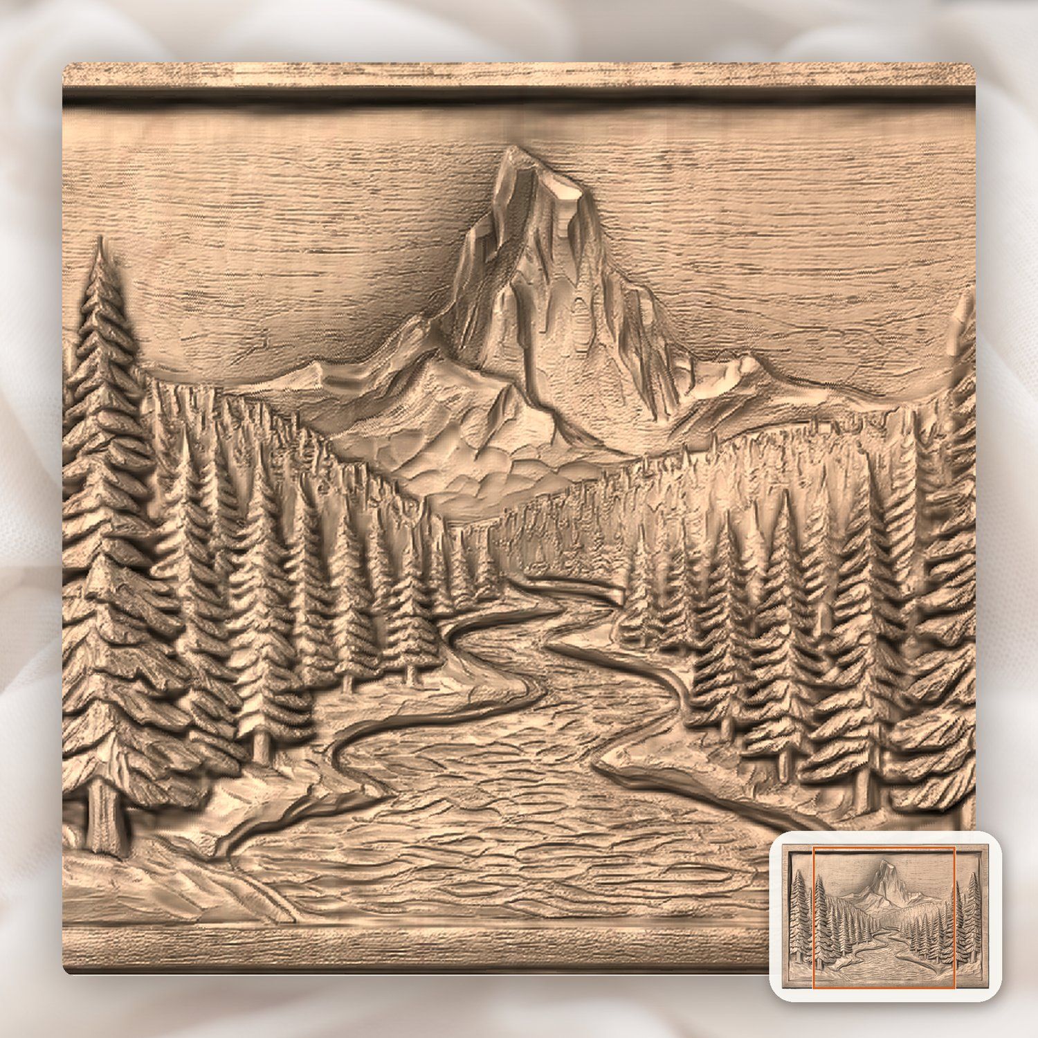 Mountain River Forest CNC Relief STL bas-relief STL — view 6