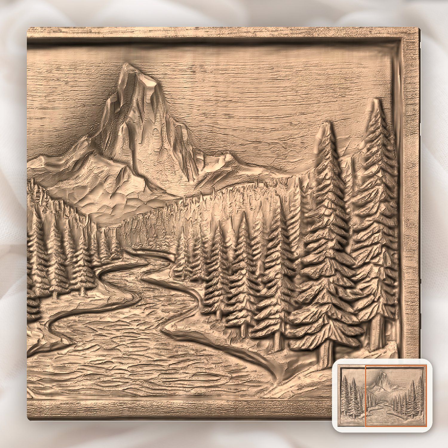 Mountain River Forest CNC Relief STL bas-relief STL — view 7