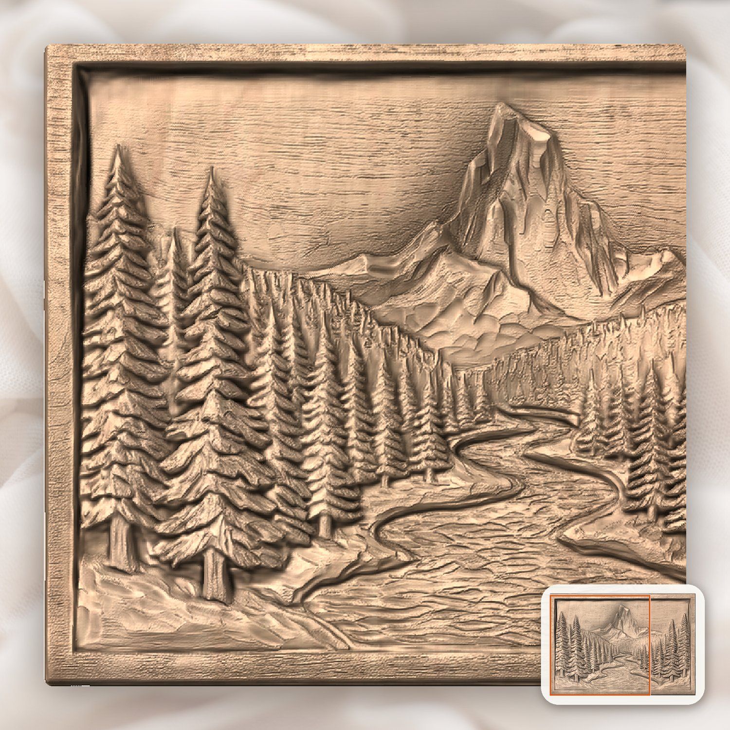 Mountain River Forest CNC Relief STL bas-relief STL — view 8