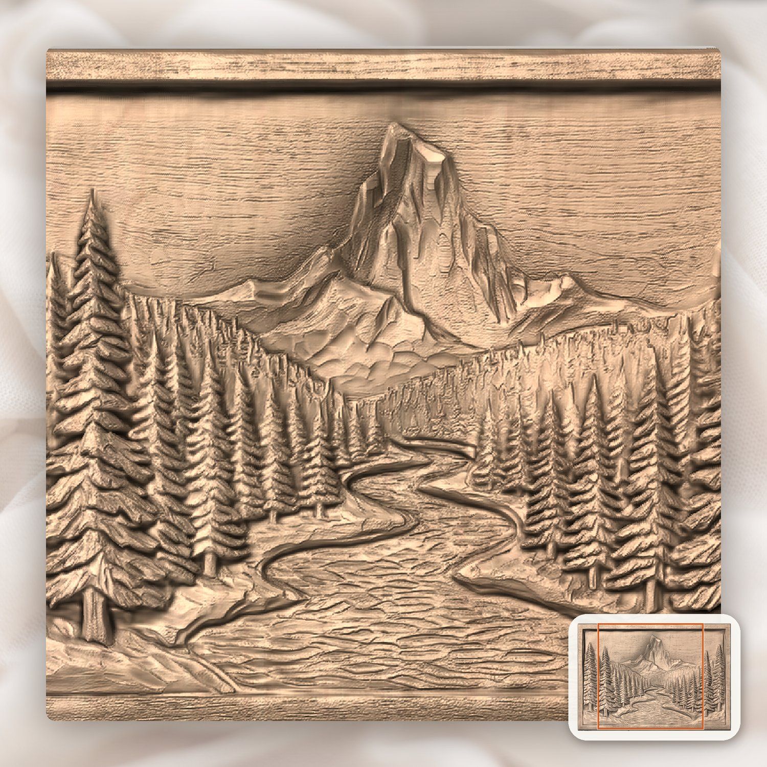Mountain River Forest CNC Relief STL bas-relief STL — view 9