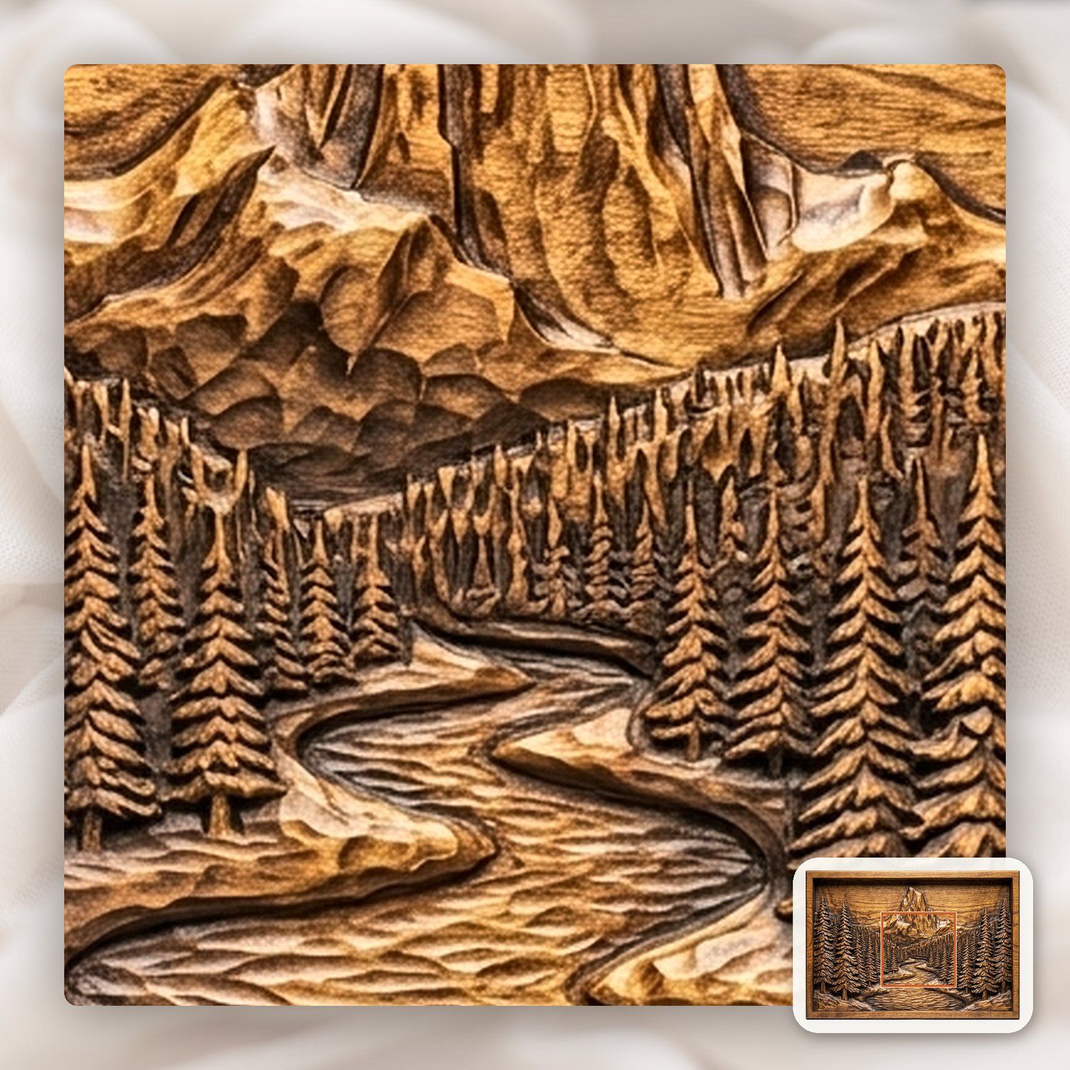 Mountain River Forest CNC Relief STL bas-relief STL — view 10