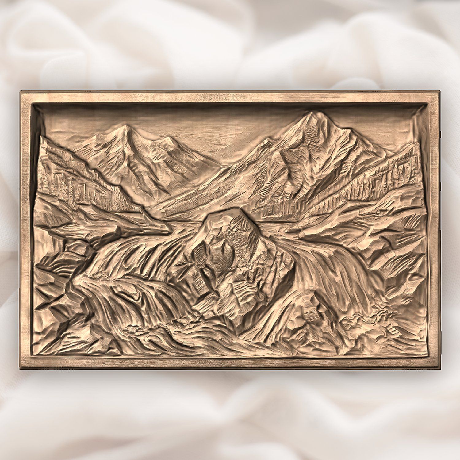 Mountain River Waterfall Scene CNC Relief STL bas-relief STL — view 5