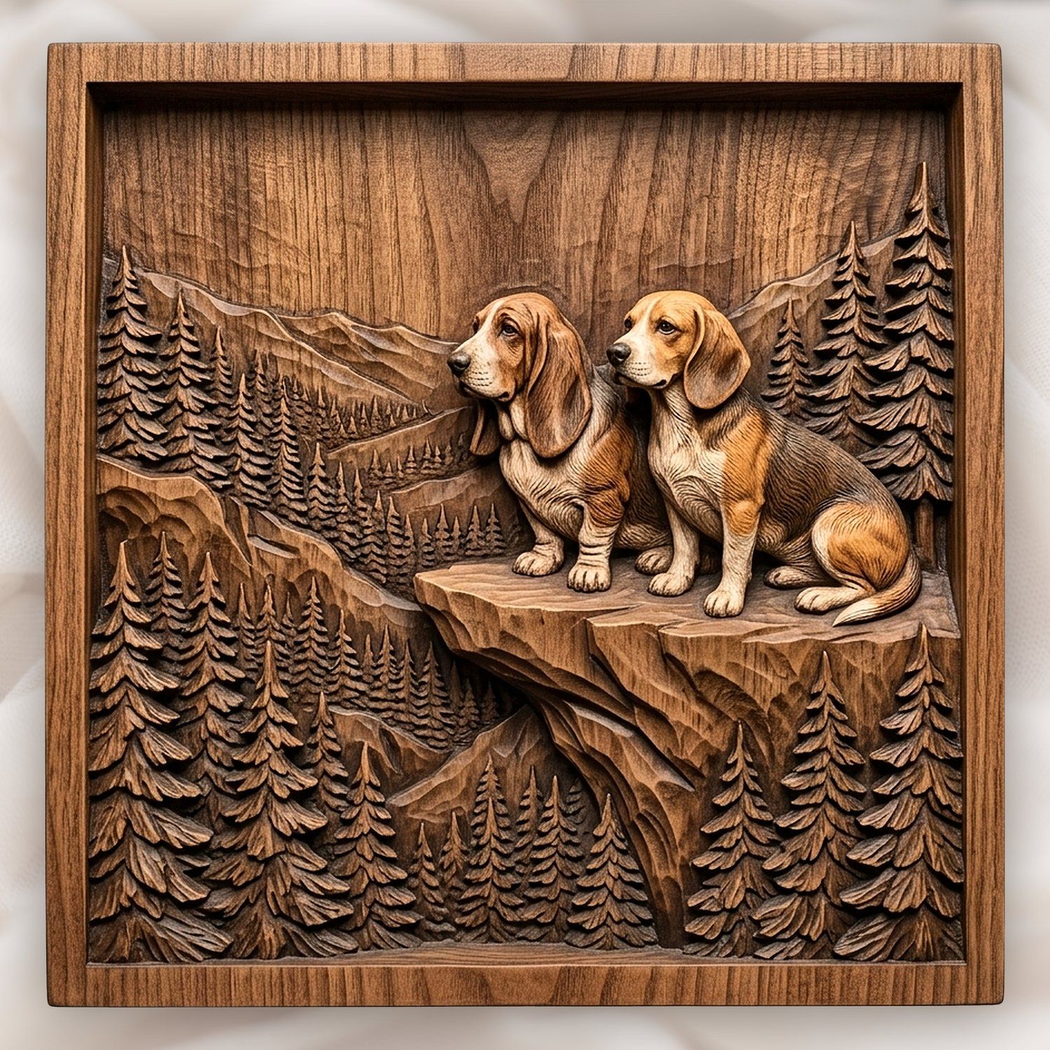 Mountain Scent Hounds Wilderness Scene CNC Relief STL bas-relief STL design