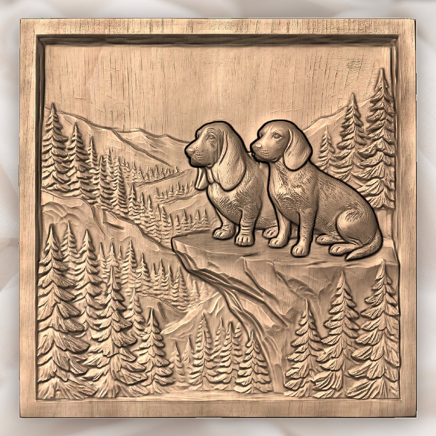 Mountain Scent Hounds Wilderness Scene CNC Relief STL bas-relief STL — view 4