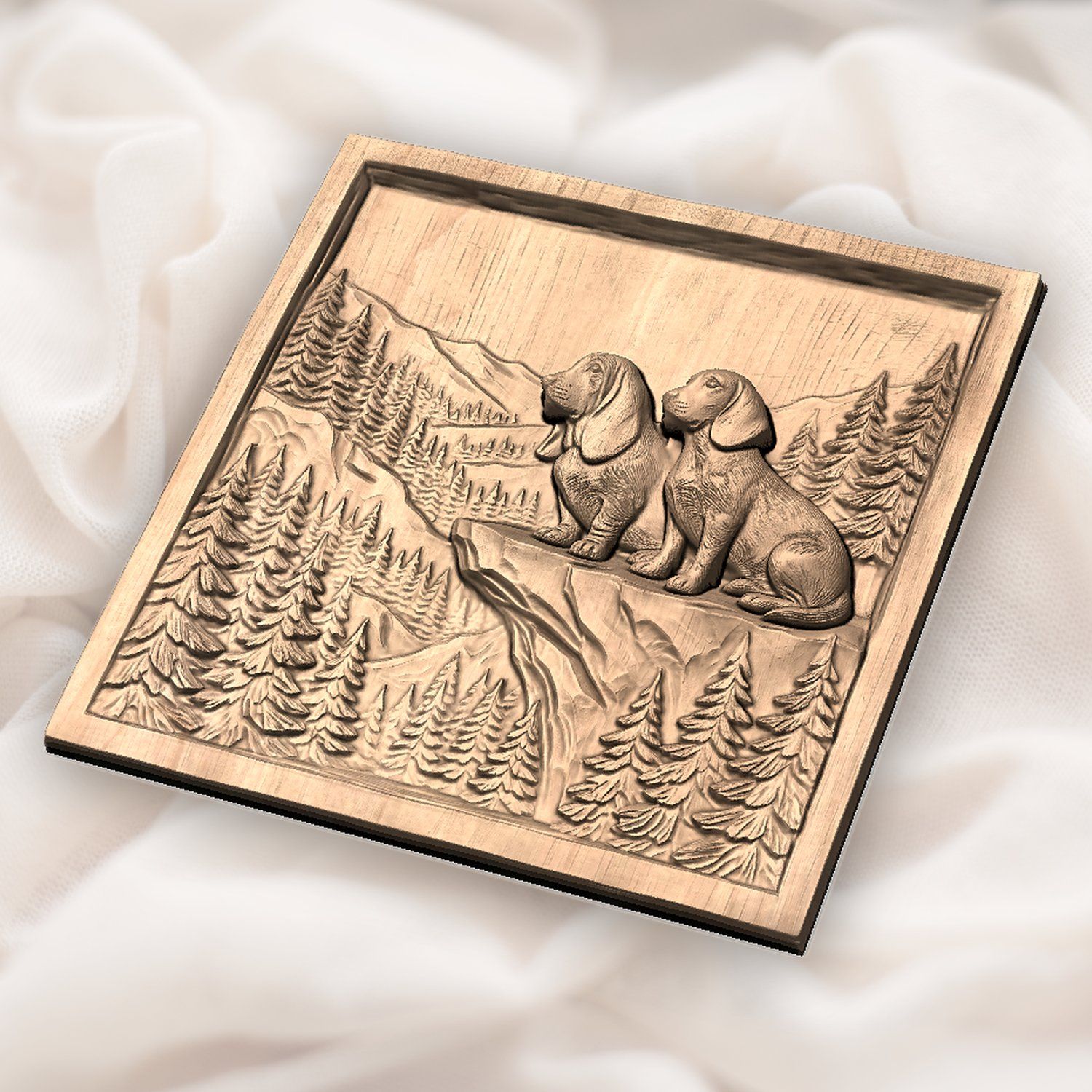 Mountain Scent Hounds Wilderness Scene CNC Relief STL bas-relief STL — view 5