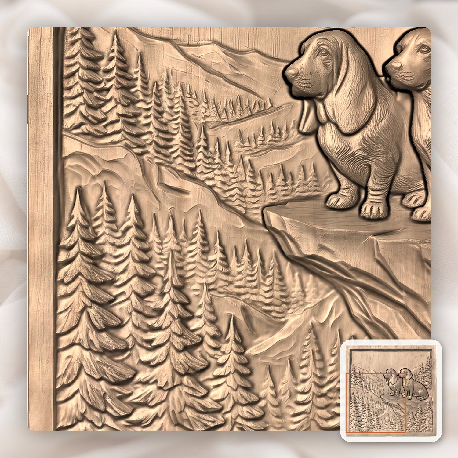 Mountain Scent Hounds Wilderness Scene CNC Relief STL bas-relief STL — view 6