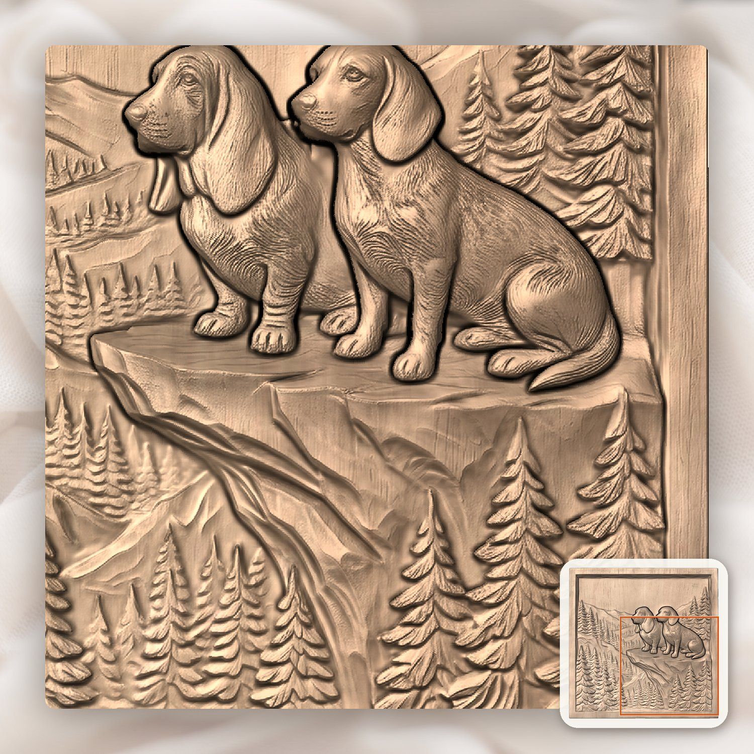 Mountain Scent Hounds Wilderness Scene CNC Relief STL bas-relief STL — view 7
