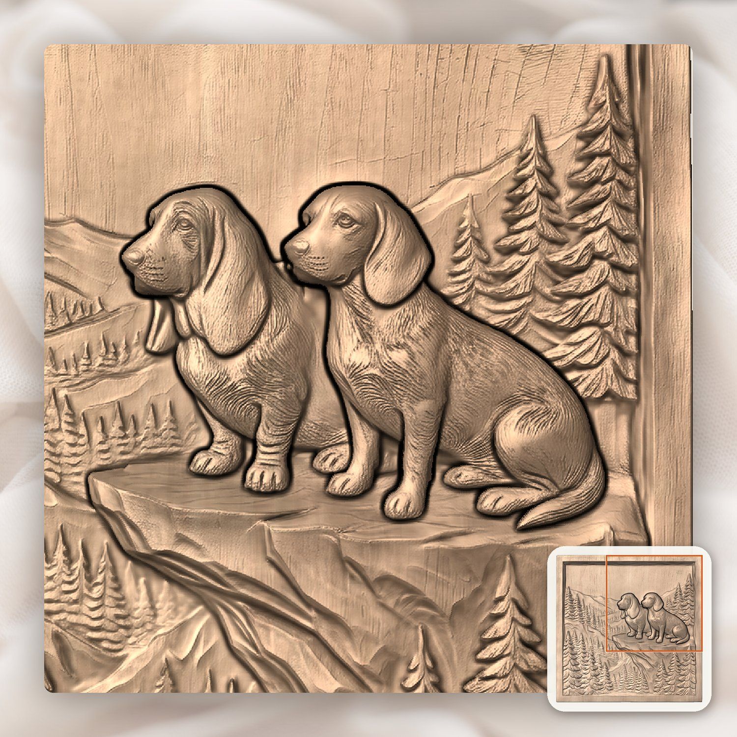 Mountain Scent Hounds Wilderness Scene CNC Relief STL bas-relief STL — view 8
