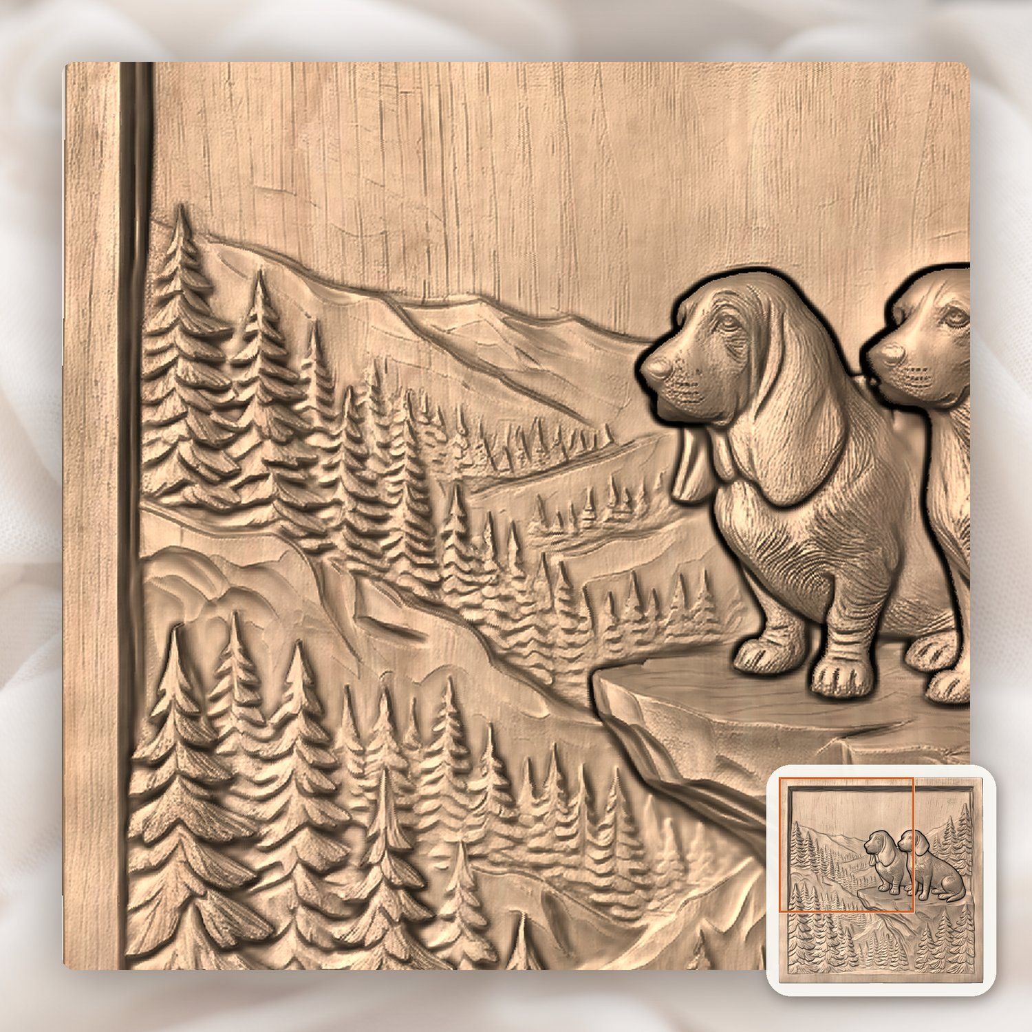 Mountain Scent Hounds Wilderness Scene CNC Relief STL bas-relief STL — view 9
