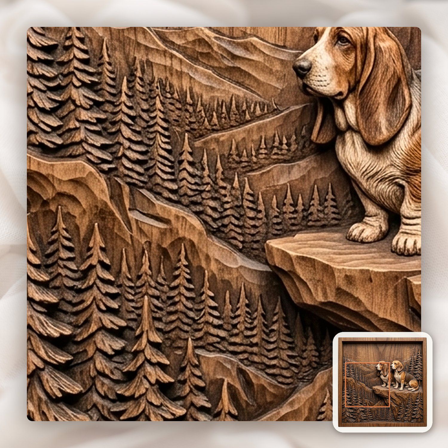 Mountain Scent Hounds Wilderness Scene CNC Relief STL bas-relief STL — view 10