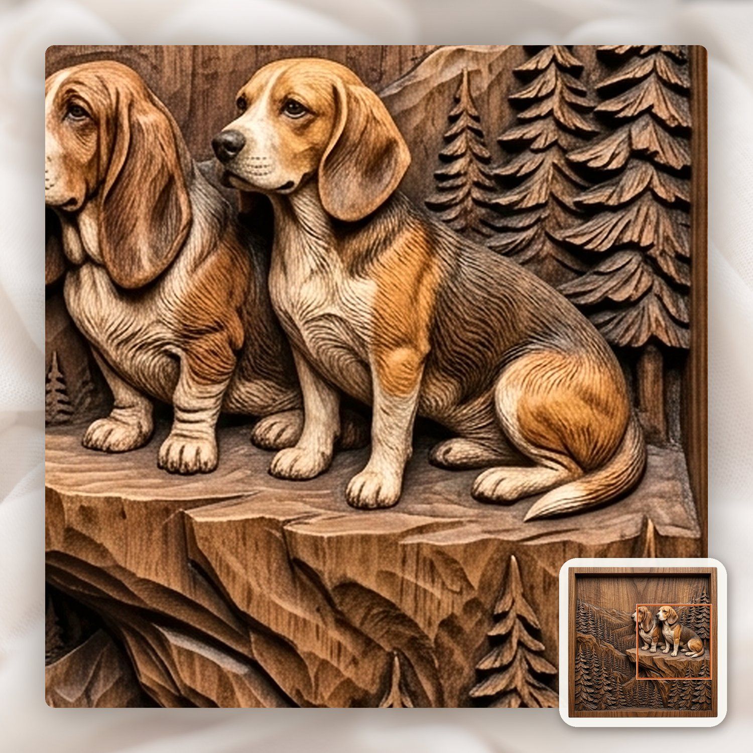 Mountain Scent Hounds Wilderness Scene CNC Relief STL bas-relief STL — view 11