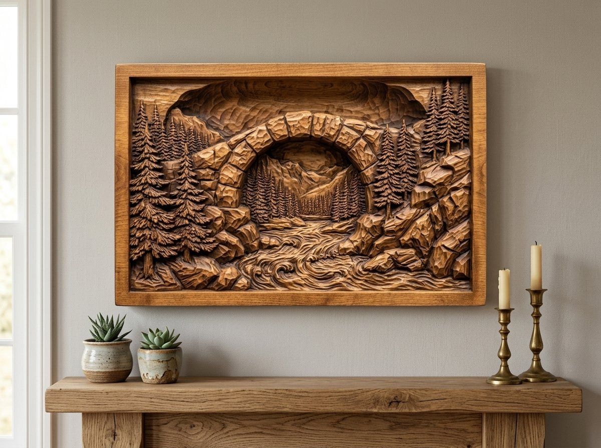 Mountain Stone Arch River CNC Relief STL bas-relief STL — view 12