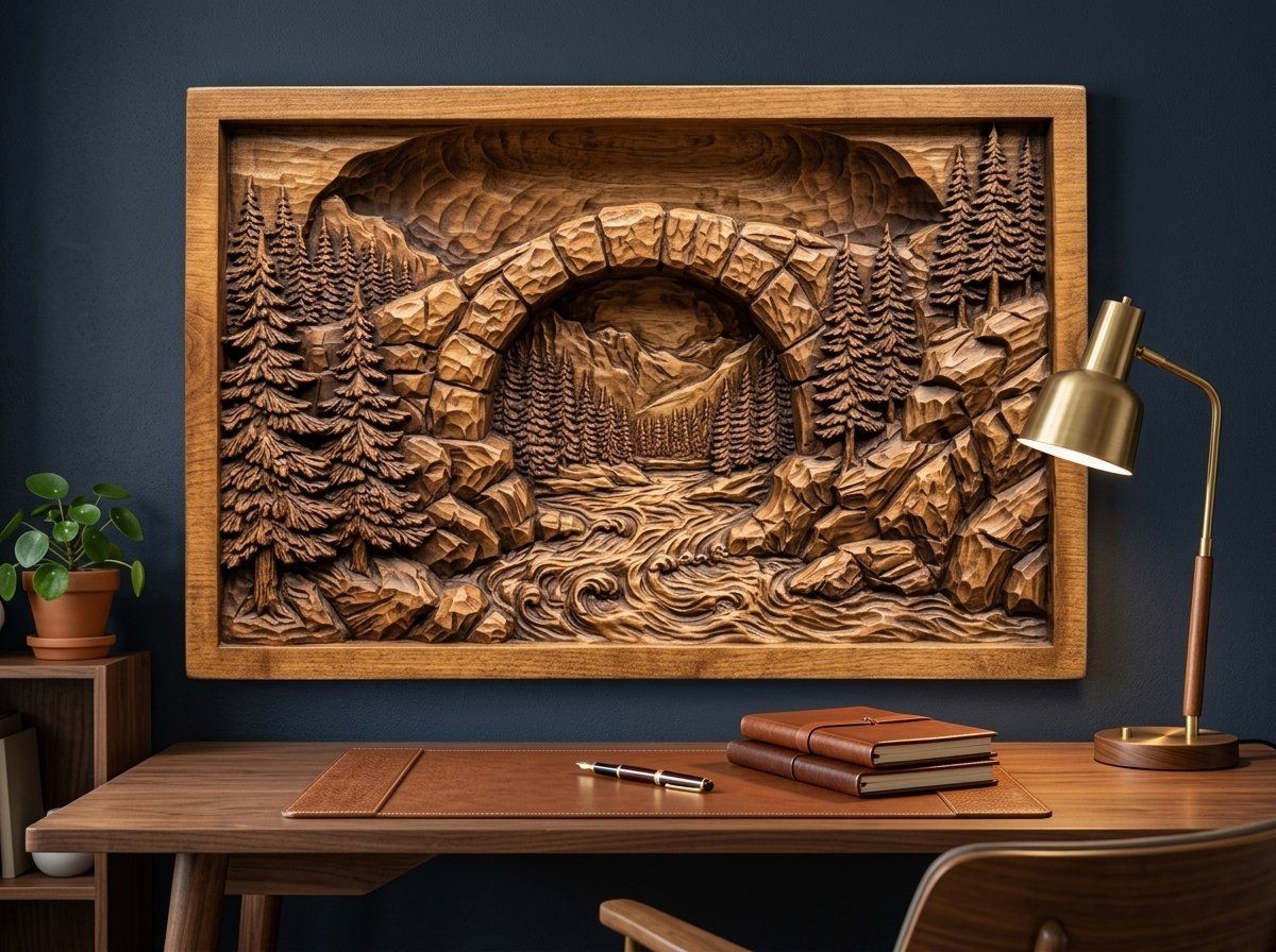 Mountain Stone Arch River CNC Relief STL bas-relief STL — view 14