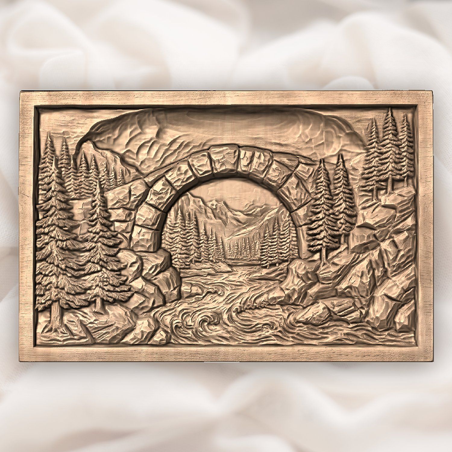 Mountain Stone Arch River CNC Relief STL bas-relief STL — view 4