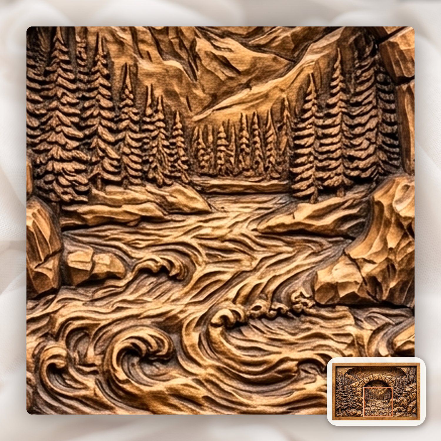 Mountain Stone Arch River CNC Relief STL bas-relief STL — view 10